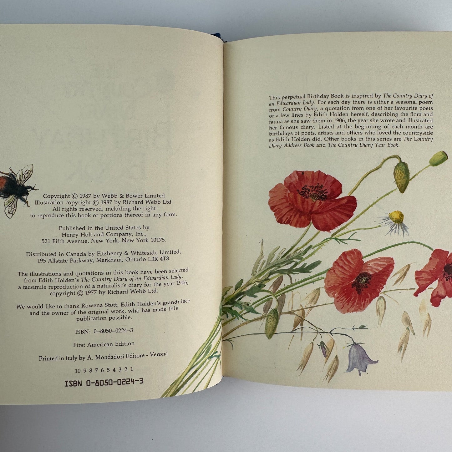 The Country Diary of an Edwardian Lady Birthday Book, Edith Holden, 1977 - Pretty Old Books