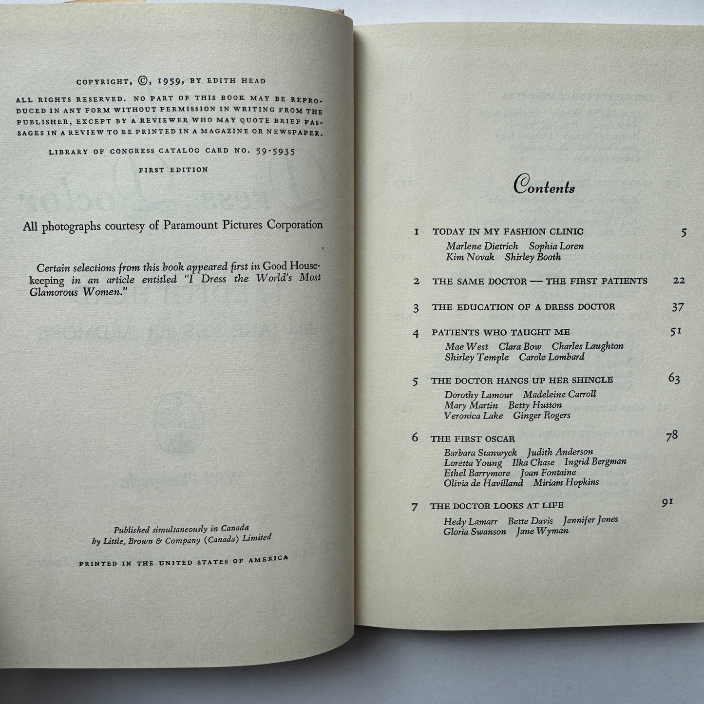 The Dress Doctor, Edith Head, 1959 First Edition - Pretty Old Books