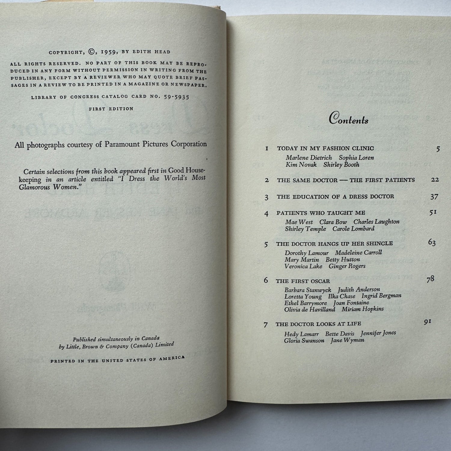 The Dress Doctor, Edith Head, 1959 First Edition - Pretty Old Books