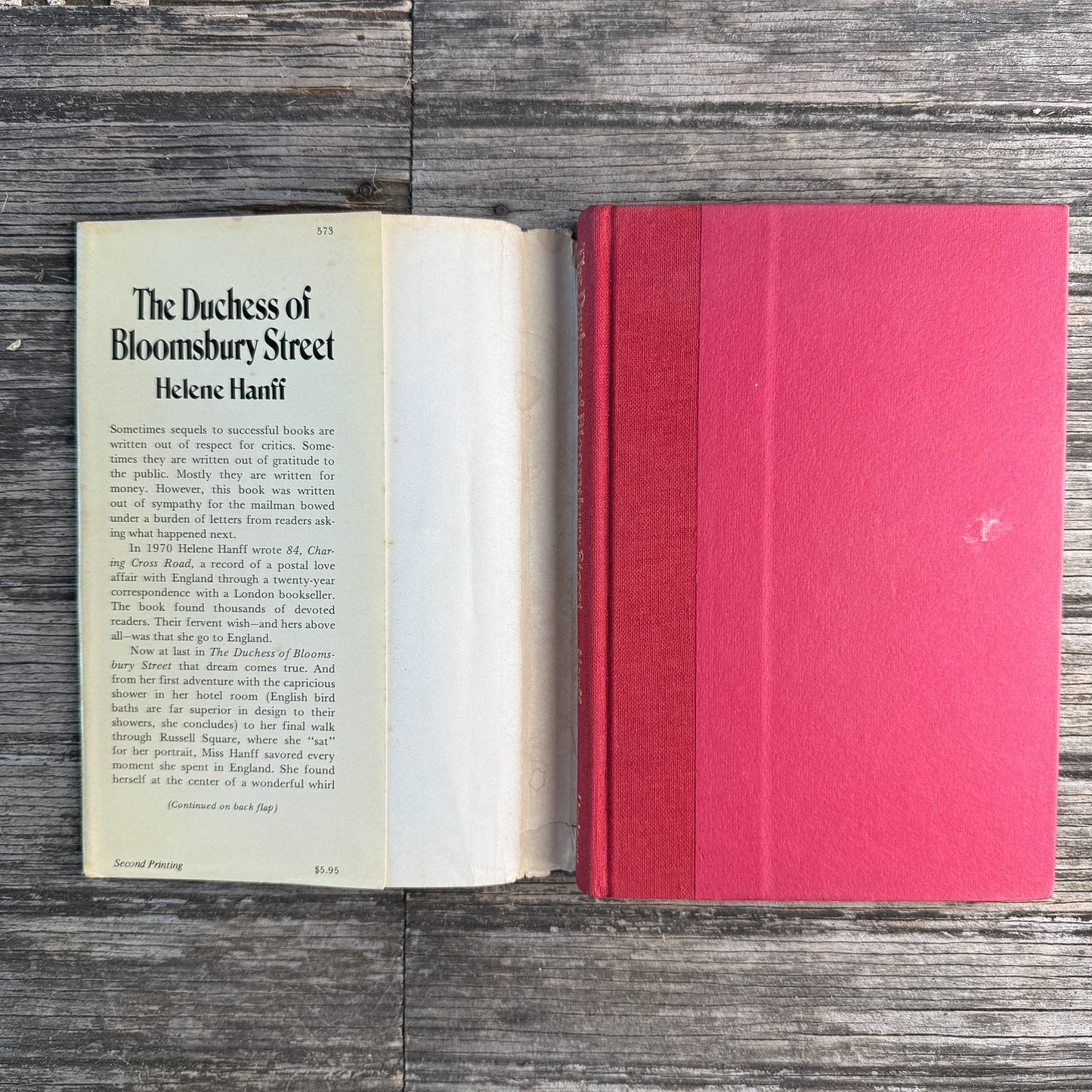 The Duchess of Bloomsbury Street, Helene Hanff, 1973, Second Printing - Pretty Old Books