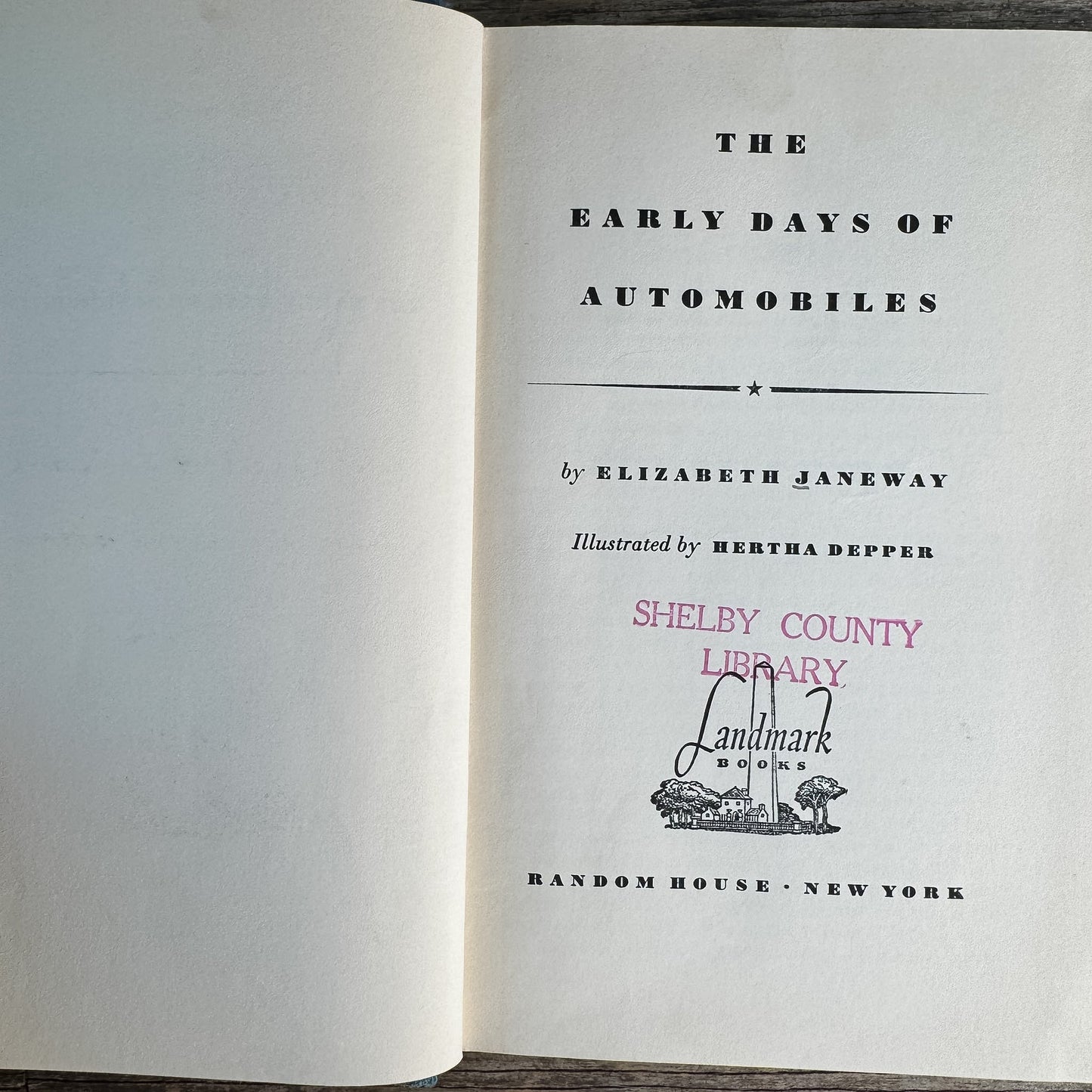 The Early Days of Automobiles, Elizabeth Janeway, 1956, Landmark Books Edition - Pretty Old Books