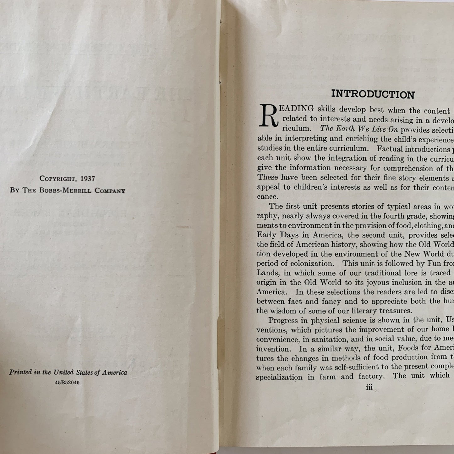 The Earth We Live On, The Curriculum Readers 4, Baker & Baker, 1937 School Book - Pretty Old Books