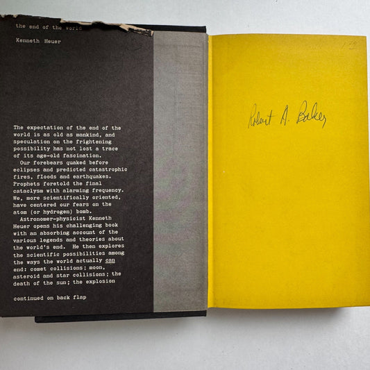 The End of the World: A Scientific Inquiry, Kenneth Heuer, 1953 Hardcover - Pretty Old Books
