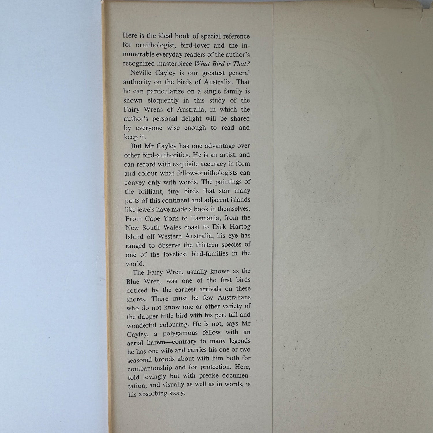 The Fairy Wrens of Australia: Blue Birds of Happiness, Neville W. Cayley, 1949 - Pretty Old Books