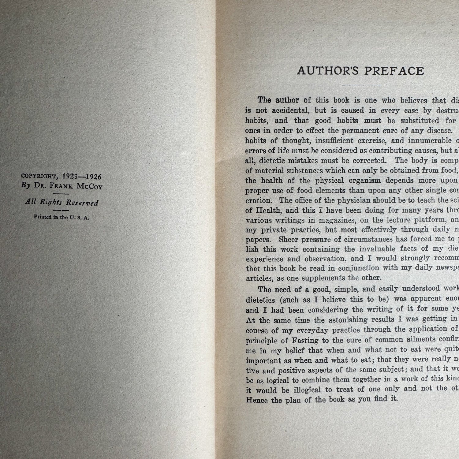 The Fast Way To Health, Dr. Frank McCoy, 1927 Healthy Living Self Help Hardcover - Pretty Old Books