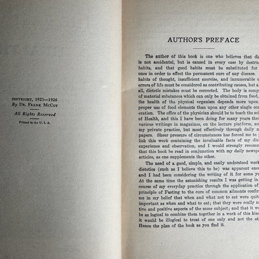 The Fast Way To Health, Dr. Frank McCoy, 1927 Healthy Living Self Help Hardcover - Pretty Old Books