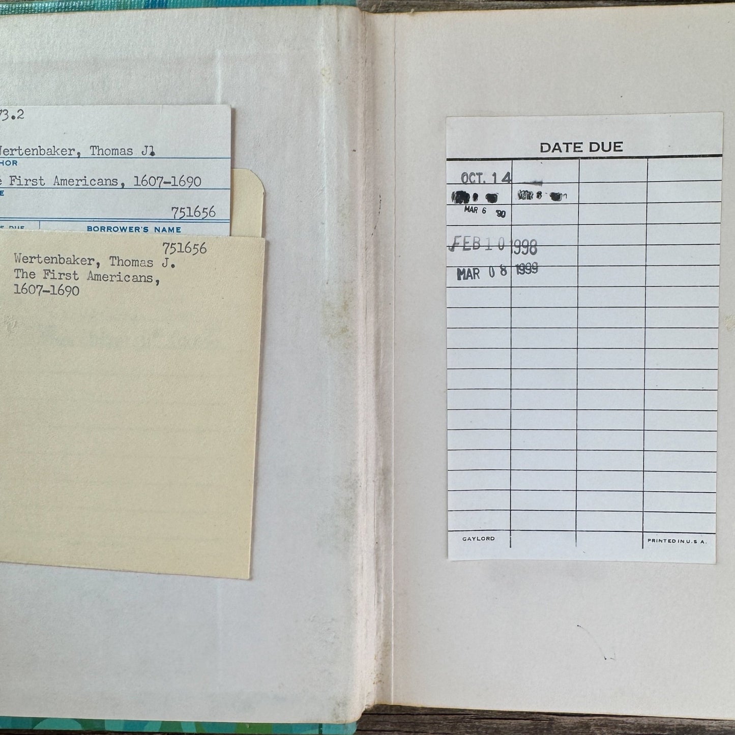 The First Americans, 1607-1690, Thomas J. Wertenbaker, Quadrangle Paperback Edition, 1971 - Pretty Old Books