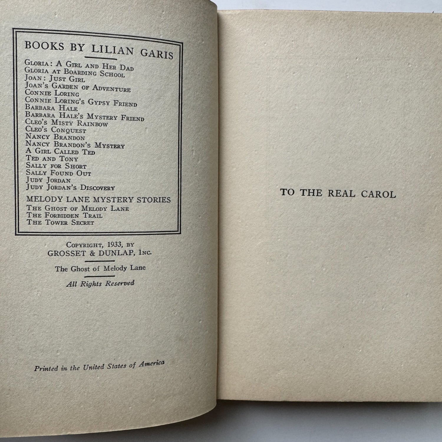 The Ghost of Melody Lane, 1933 YA Mystery by Lilian Garis - Pretty Old Books