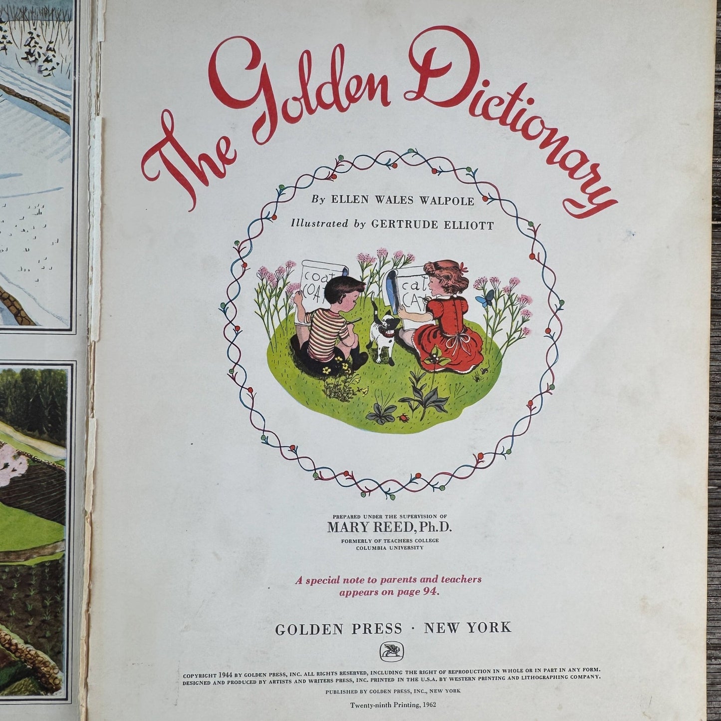 The Golden Dictionary, Illustrated Oversized 1962 Hardcover Children's Book - Pretty Old Books