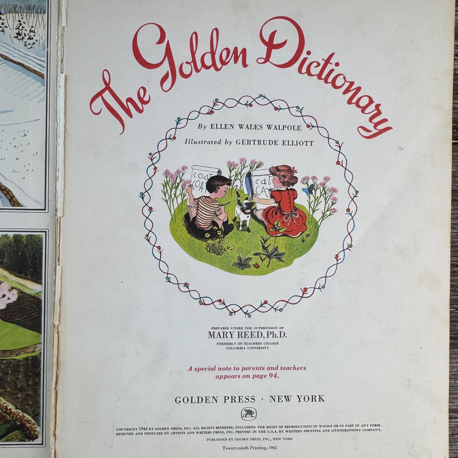 The Golden Dictionary, Illustrated Oversized 1962 Hardcover Children's Book - Pretty Old Books