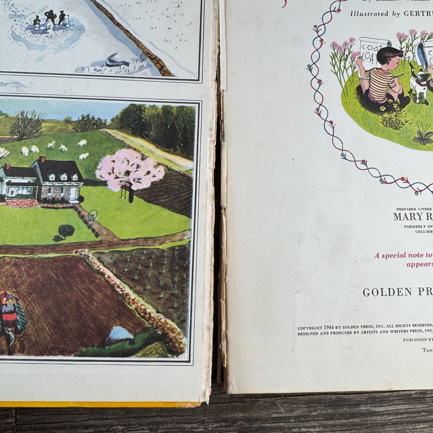 The Golden Dictionary, Illustrated Oversized 1962 Hardcover Children's Book - Pretty Old Books