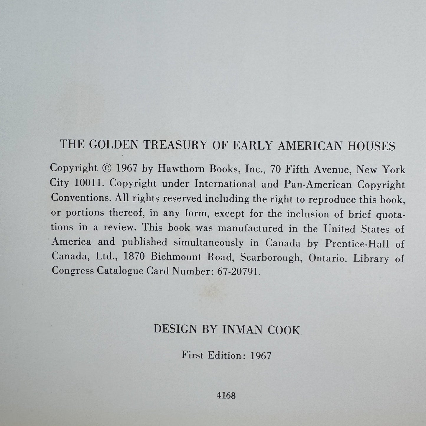The Golden Treasury of Early American Houses, First Edition, Richard Pratt, 1967 - Pretty Old Books
