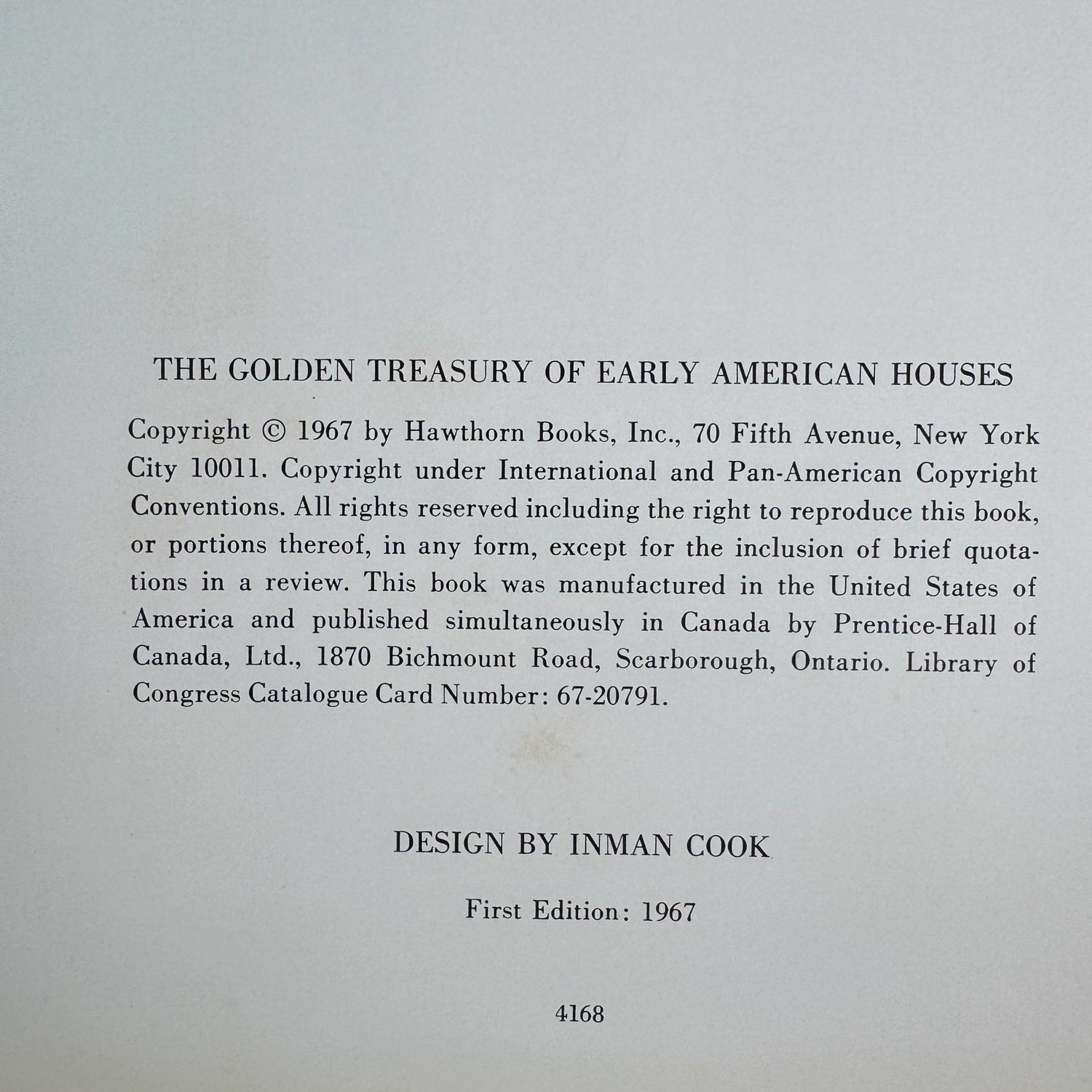 The Golden Treasury of Early American Houses, First Edition, Richard Pratt, 1967 - Pretty Old Books