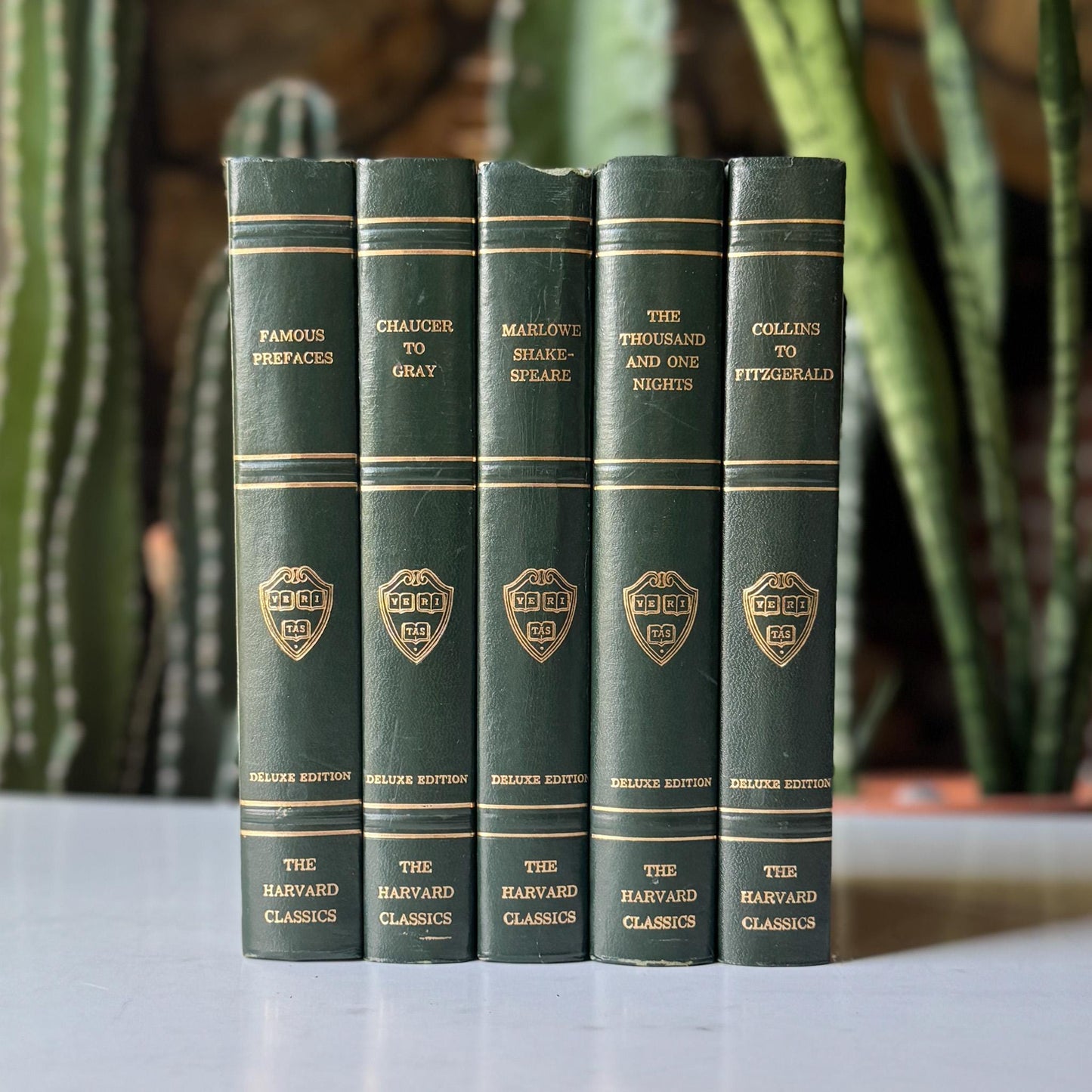 The Harvard Classics, Bookshelf Decor, Green Vintage Decorative Books For Home Decor - Pretty Old Books