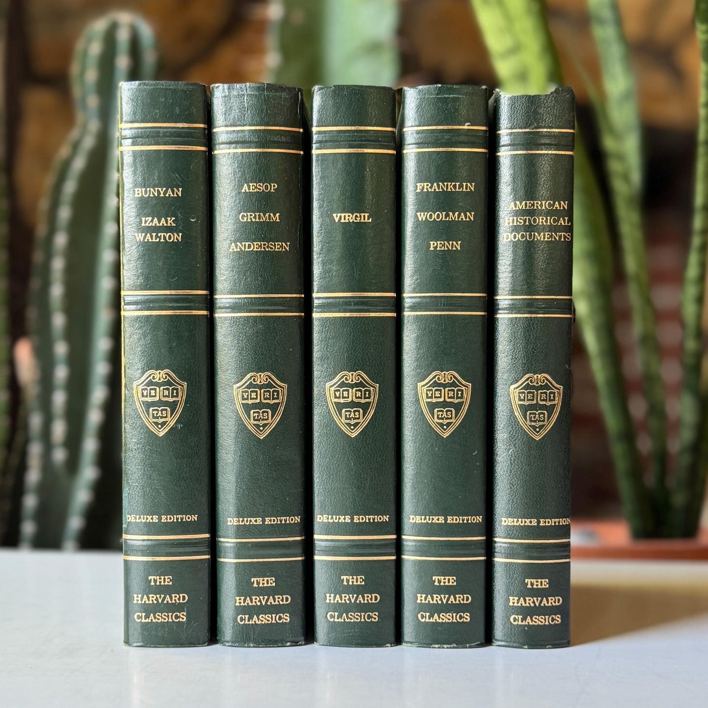 The Harvard Classics, Bookshelf Decor, Green Vintage Decorative Books For Home Decor - Pretty Old Books