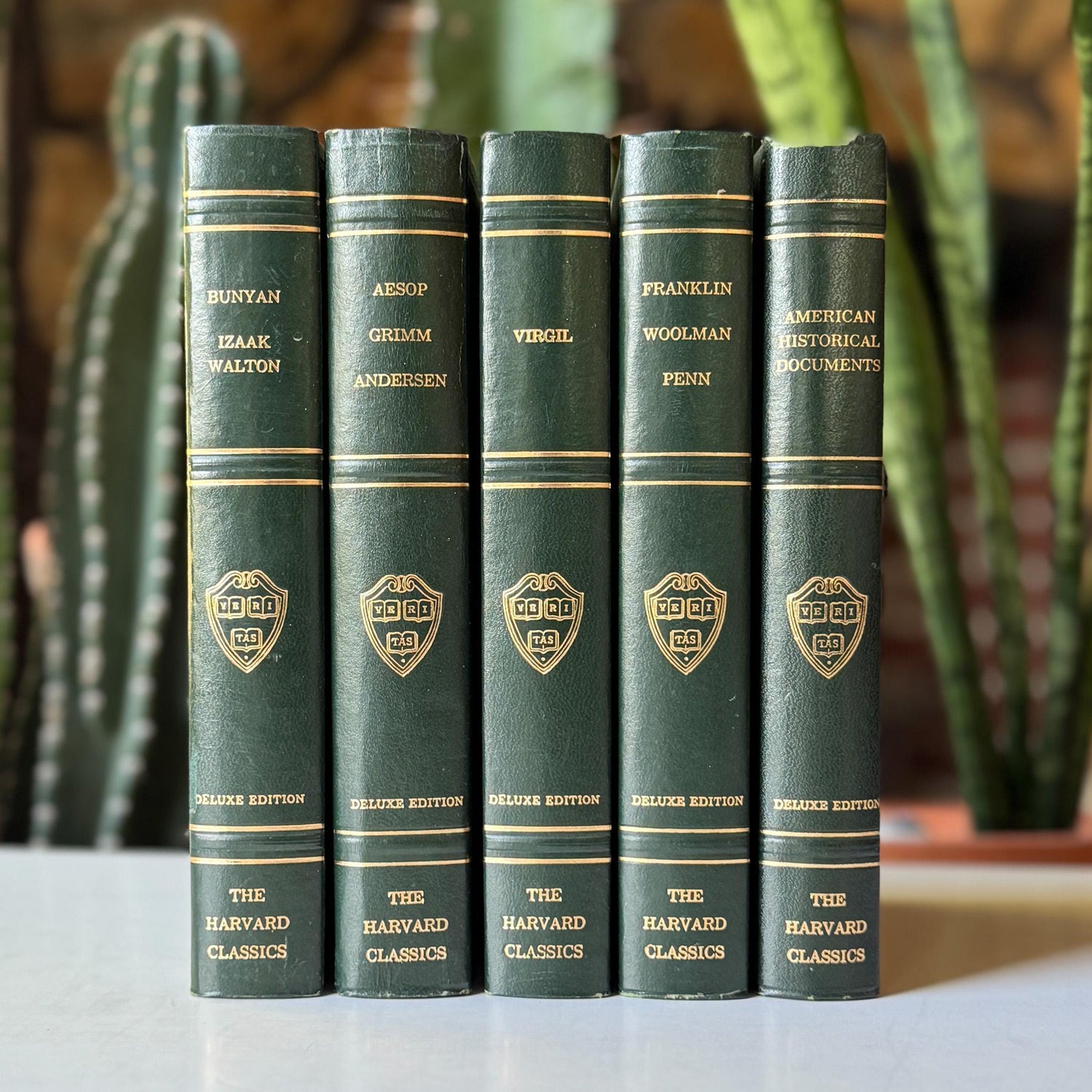 The Harvard Classics, Bookshelf Decor, Green Vintage Decorative Books For Home Decor - Pretty Old Books