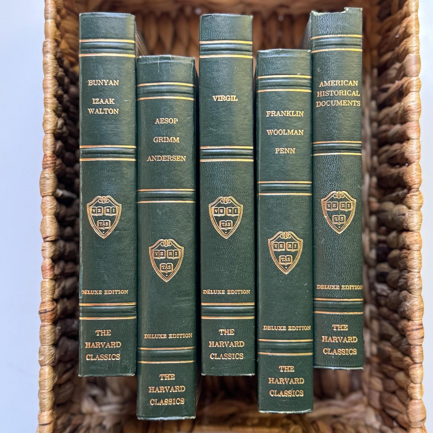 The Harvard Classics, Bookshelf Decor, Green Vintage Decorative Books For Home Decor - Pretty Old Books