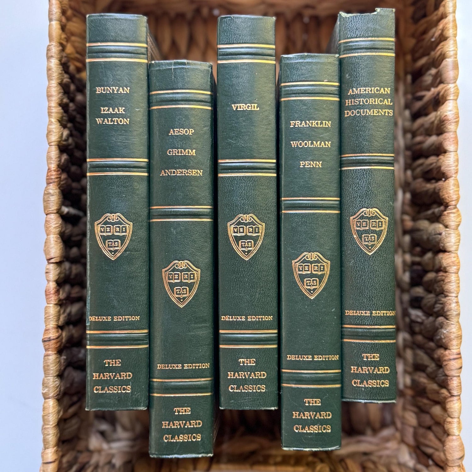 The Harvard Classics, Bookshelf Decor, Green Vintage Decorative Books For Home Decor - Pretty Old Books