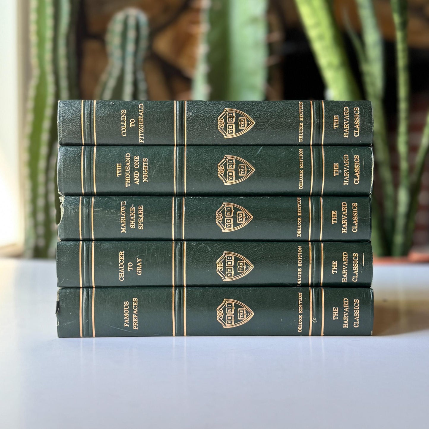 The Harvard Classics, Bookshelf Decor, Green Vintage Decorative Books For Home Decor - Pretty Old Books