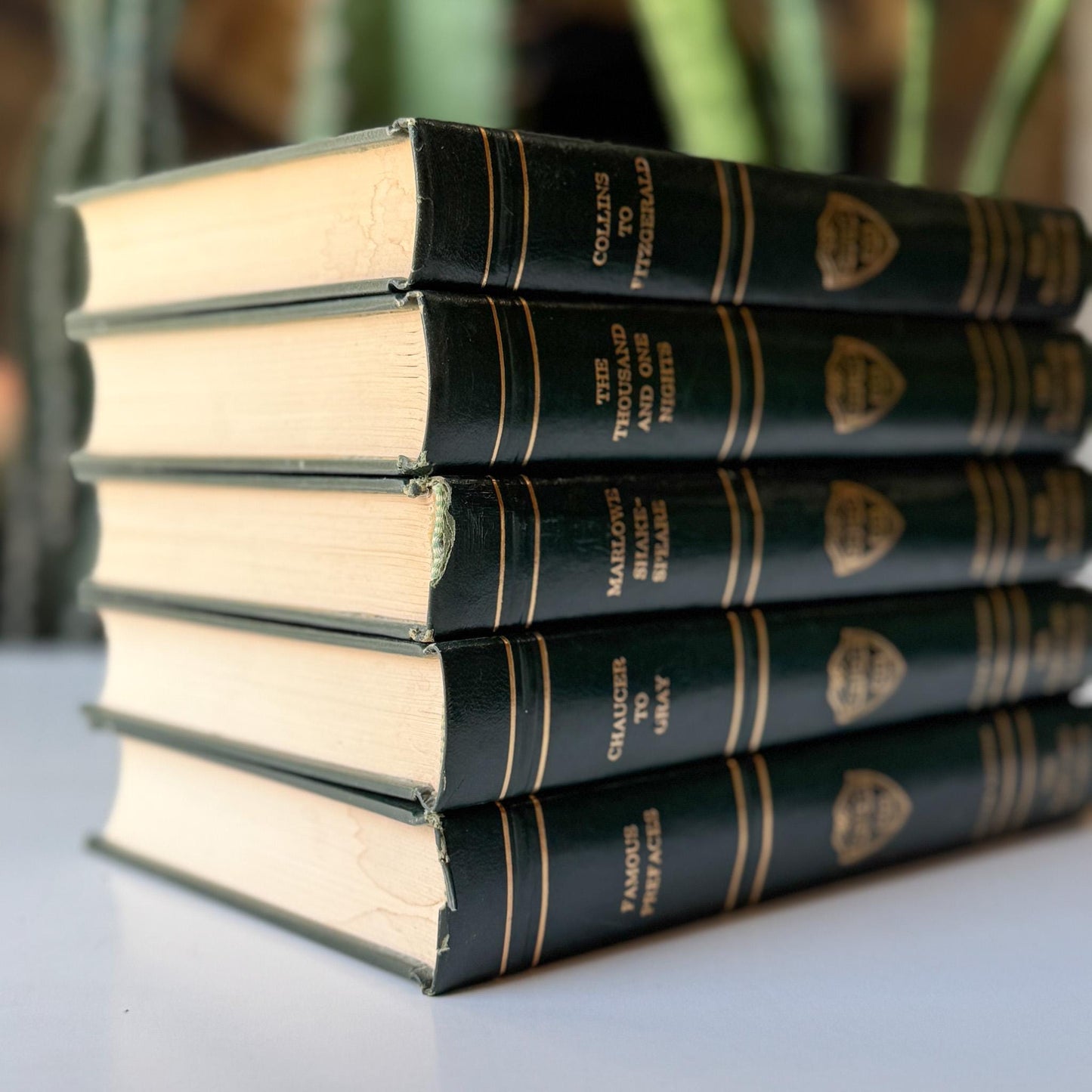 The Harvard Classics, Bookshelf Decor, Green Vintage Decorative Books For Home Decor - Pretty Old Books