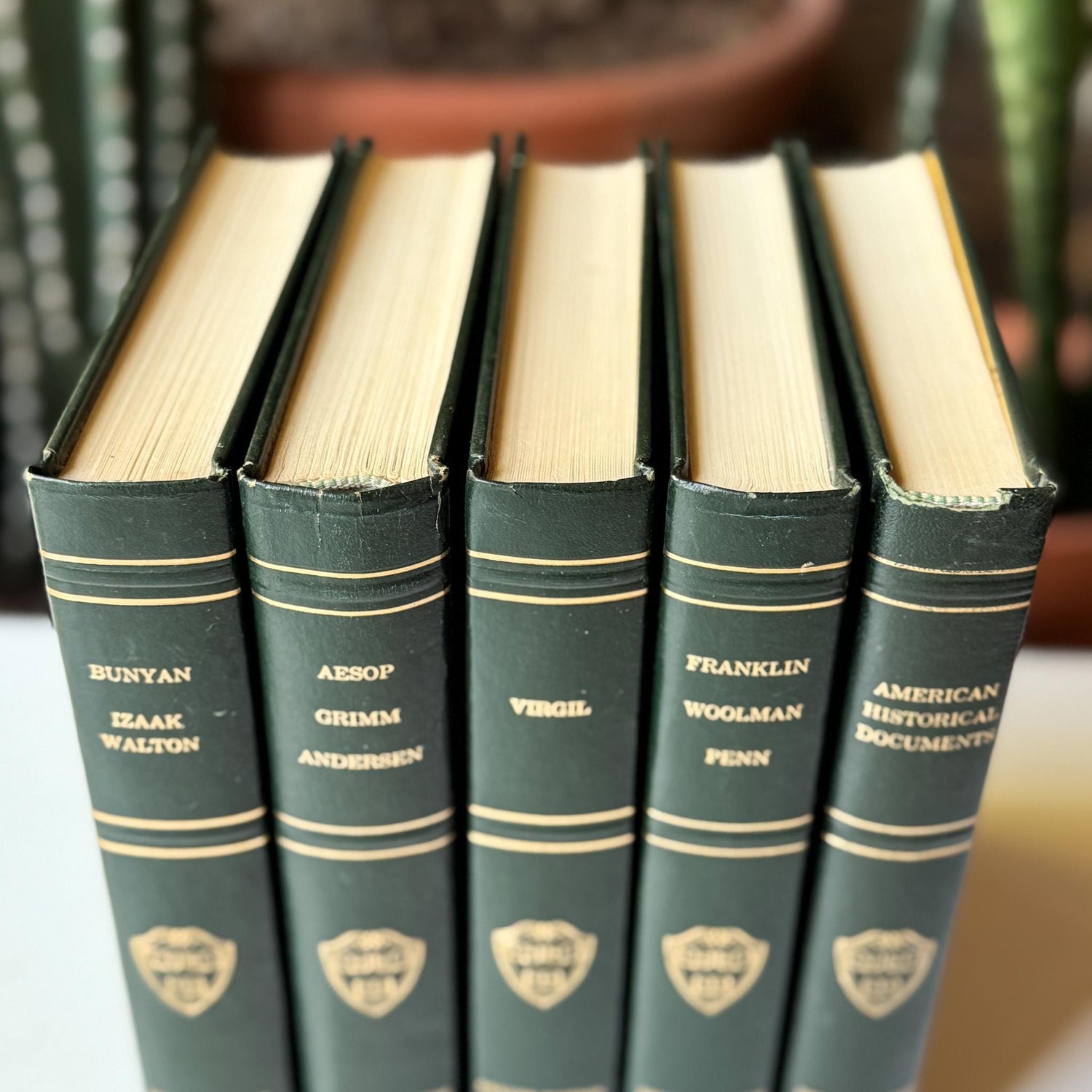 The Harvard Classics, Bookshelf Decor, Green Vintage Decorative Books For Home Decor - Pretty Old Books