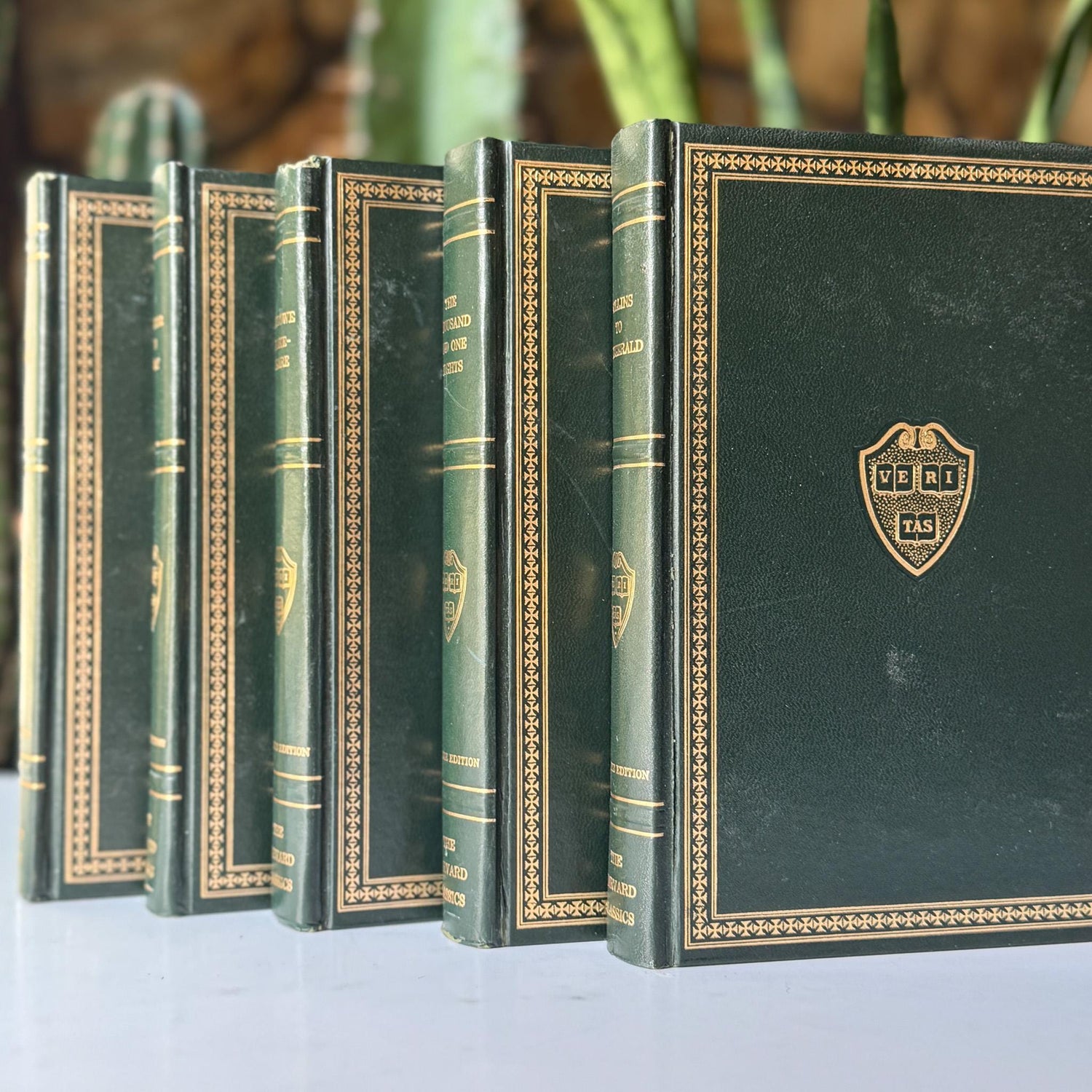 The Harvard Classics, Bookshelf Decor, Green Vintage Decorative Books For Home Decor - Pretty Old Books
