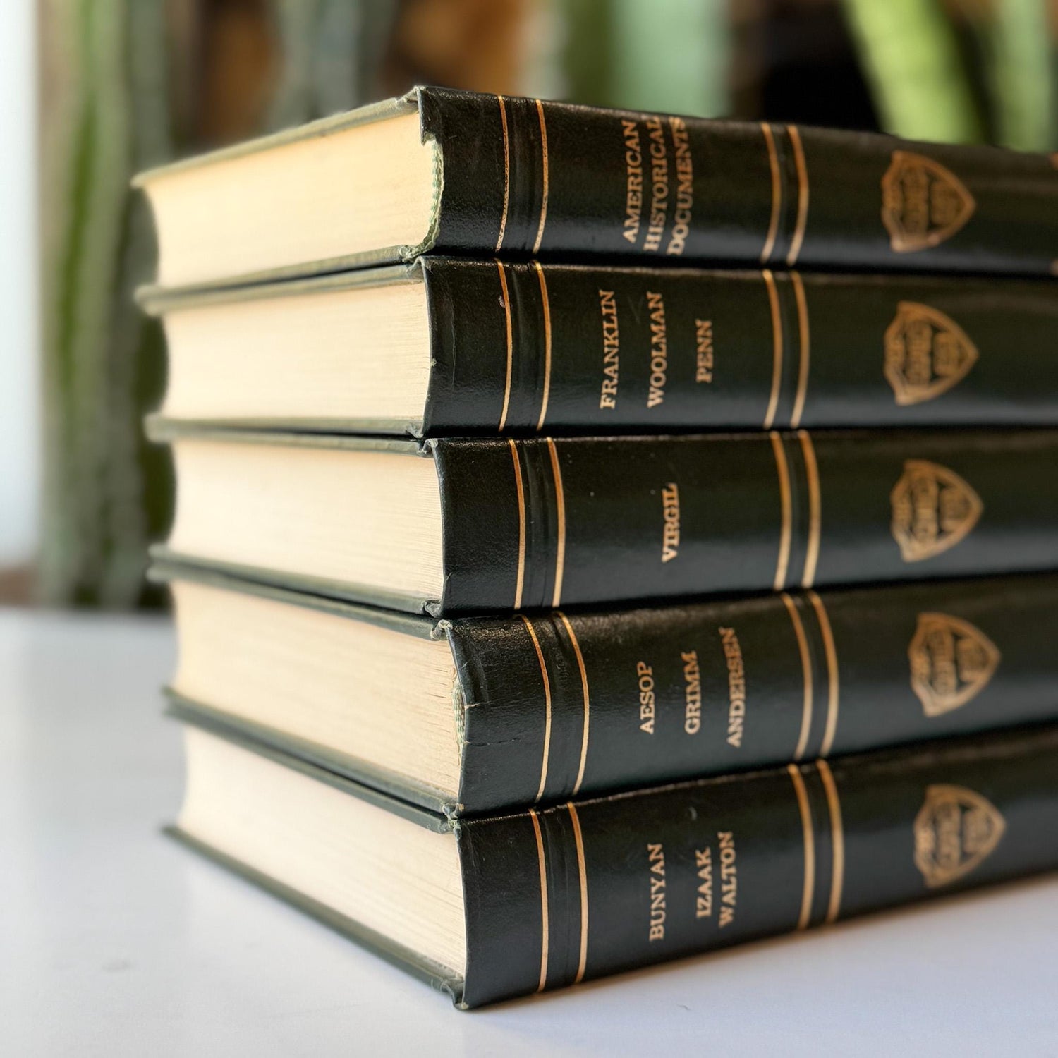 The Harvard Classics, Bookshelf Decor, Green Vintage Decorative Books For Home Decor - Pretty Old Books