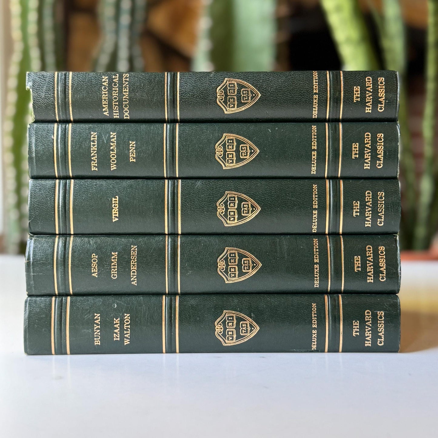The Harvard Classics, Bookshelf Decor, Green Vintage Decorative Books For Home Decor - Pretty Old Books