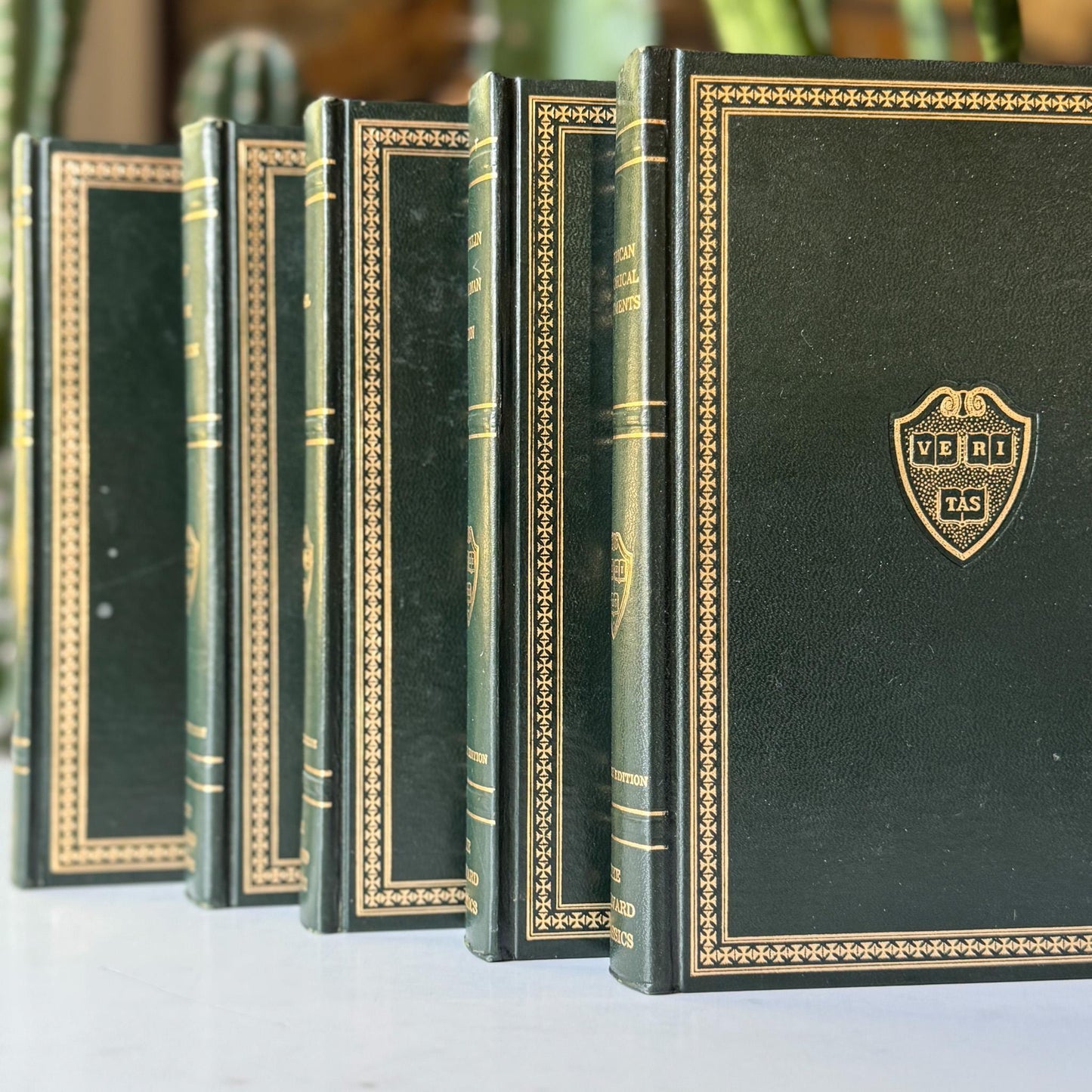 The Harvard Classics, Bookshelf Decor, Green Vintage Decorative Books For Home Decor - Pretty Old Books