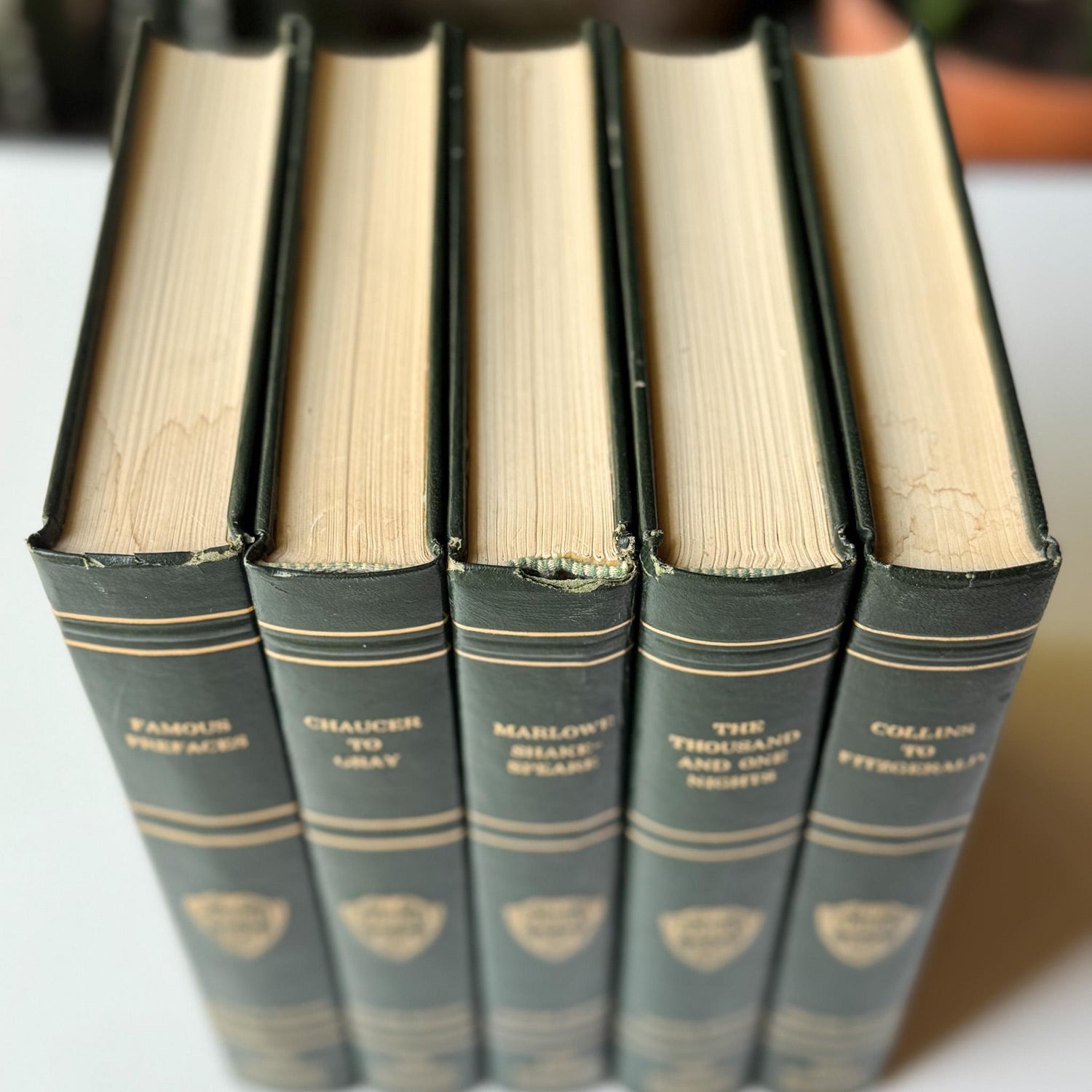 The Harvard Classics, Bookshelf Decor, Green Vintage Decorative Books For Home Decor - Pretty Old Books