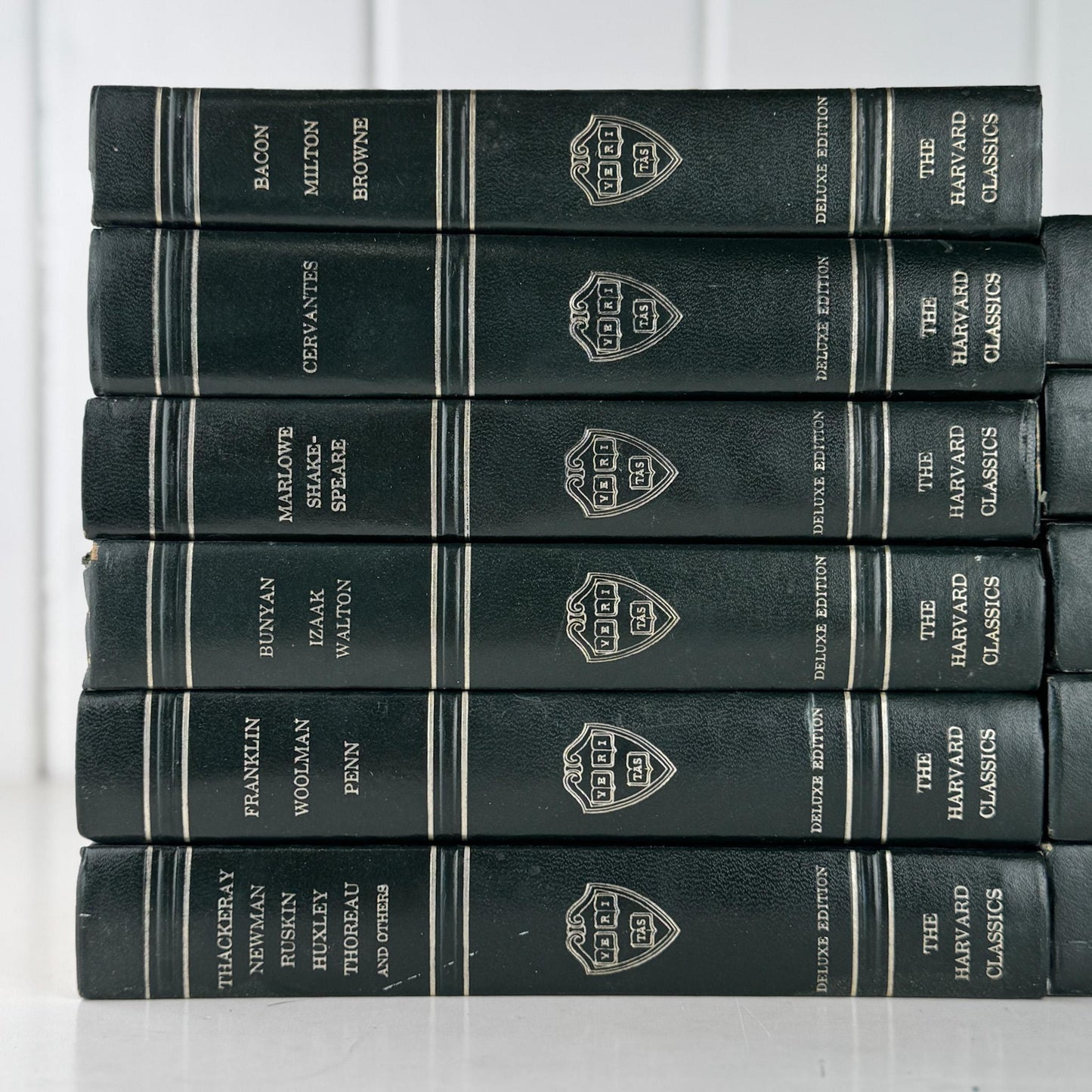 The Harvard Classics Green and Silver Vintage Decorative Books For Home Decor - Pretty Old Books