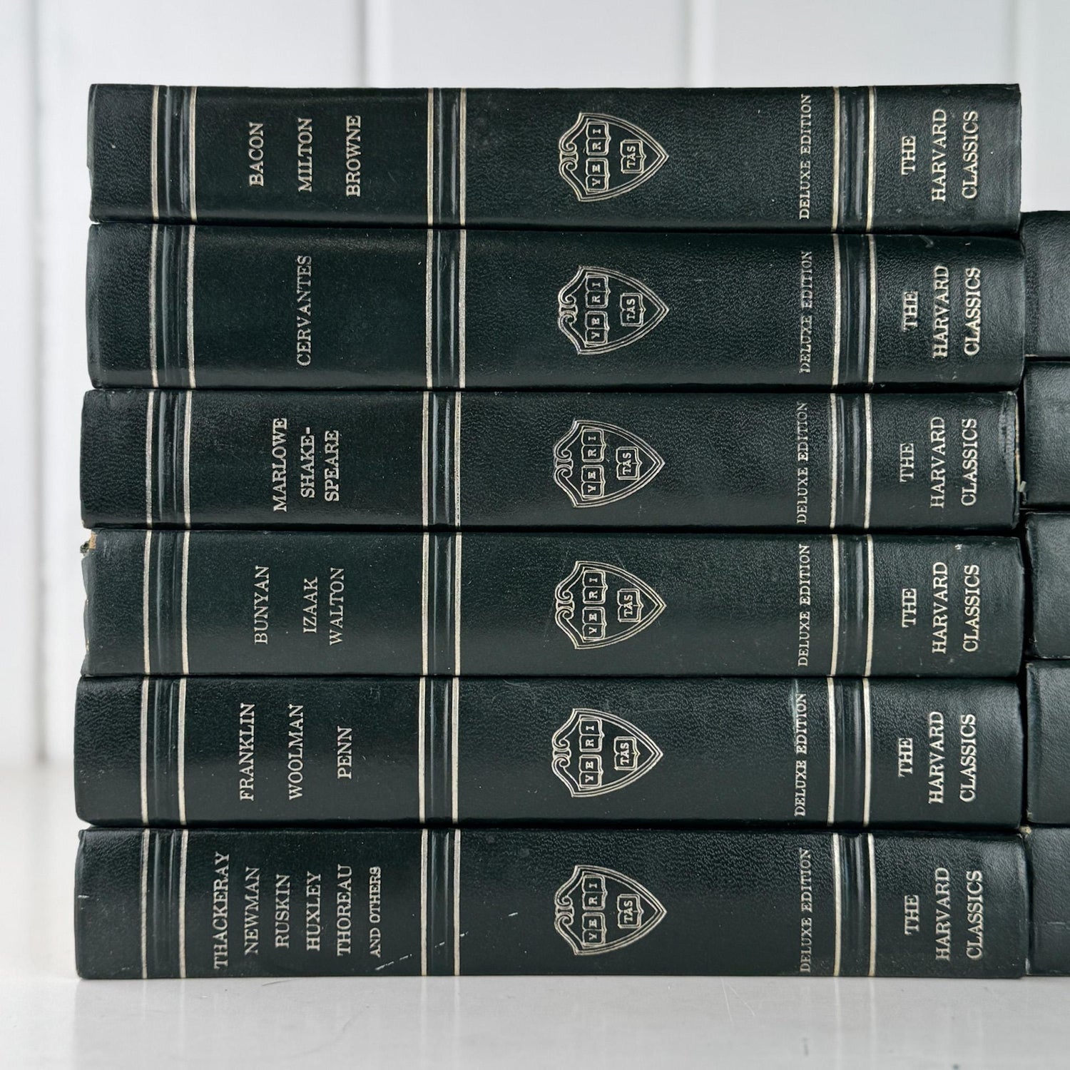 The Harvard Classics Green and Silver Vintage Decorative Books For Home Decor - Pretty Old Books