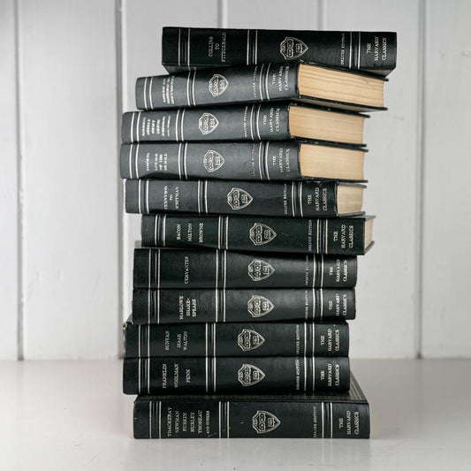 The Harvard Classics Green and Silver Vintage Decorative Books For Home Decor - Pretty Old Books