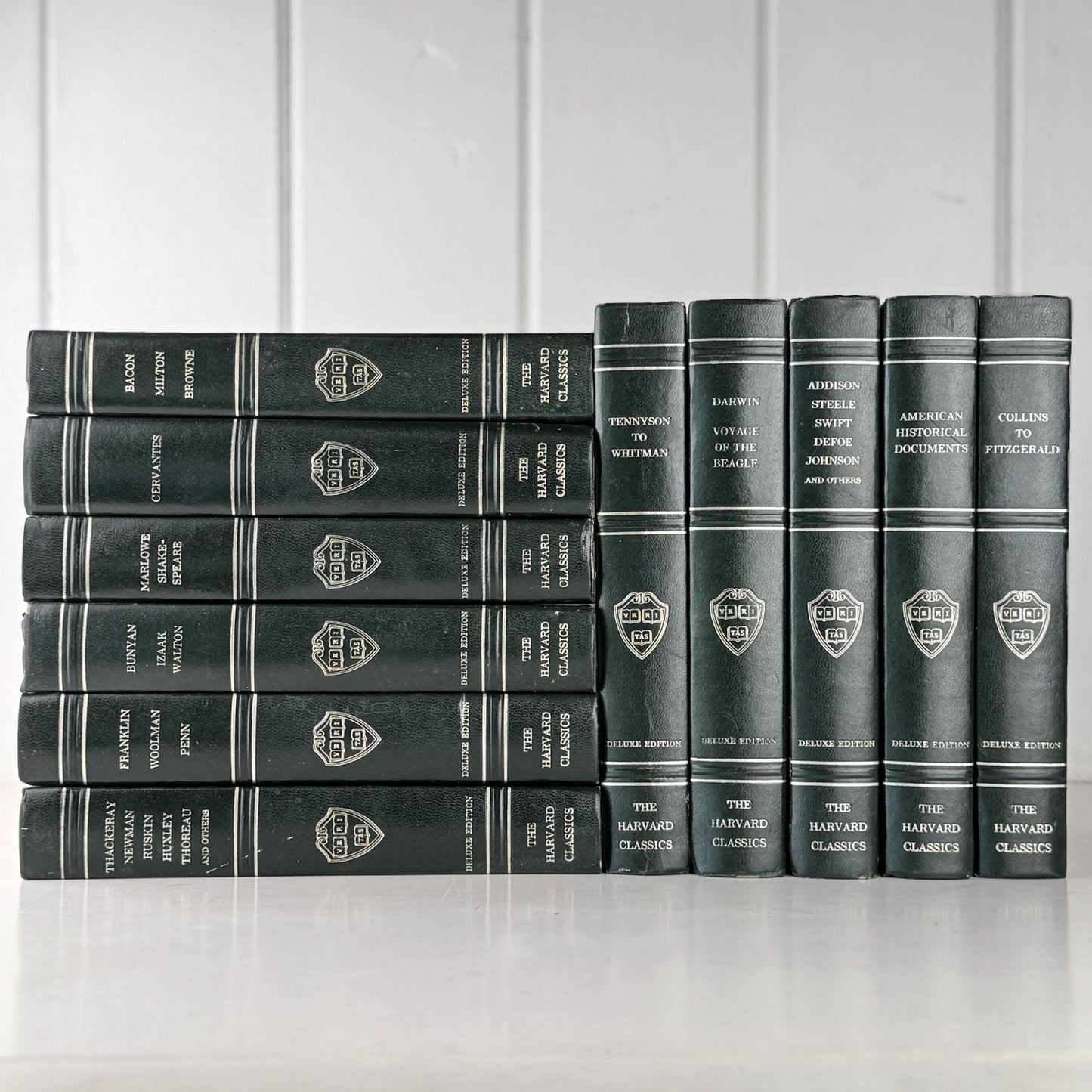 The Harvard Classics Green and Silver Vintage Decorative Books For Home Decor - Pretty Old Books