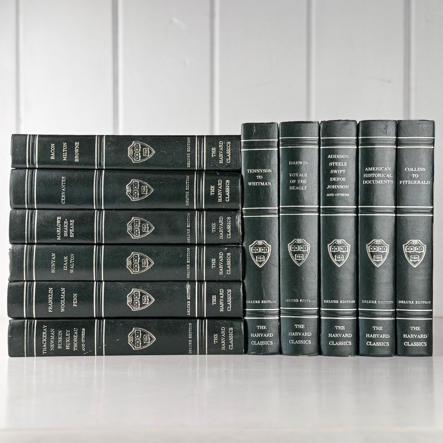 The Harvard Classics Green and Silver Vintage Decorative Books For Home Decor - Pretty Old Books