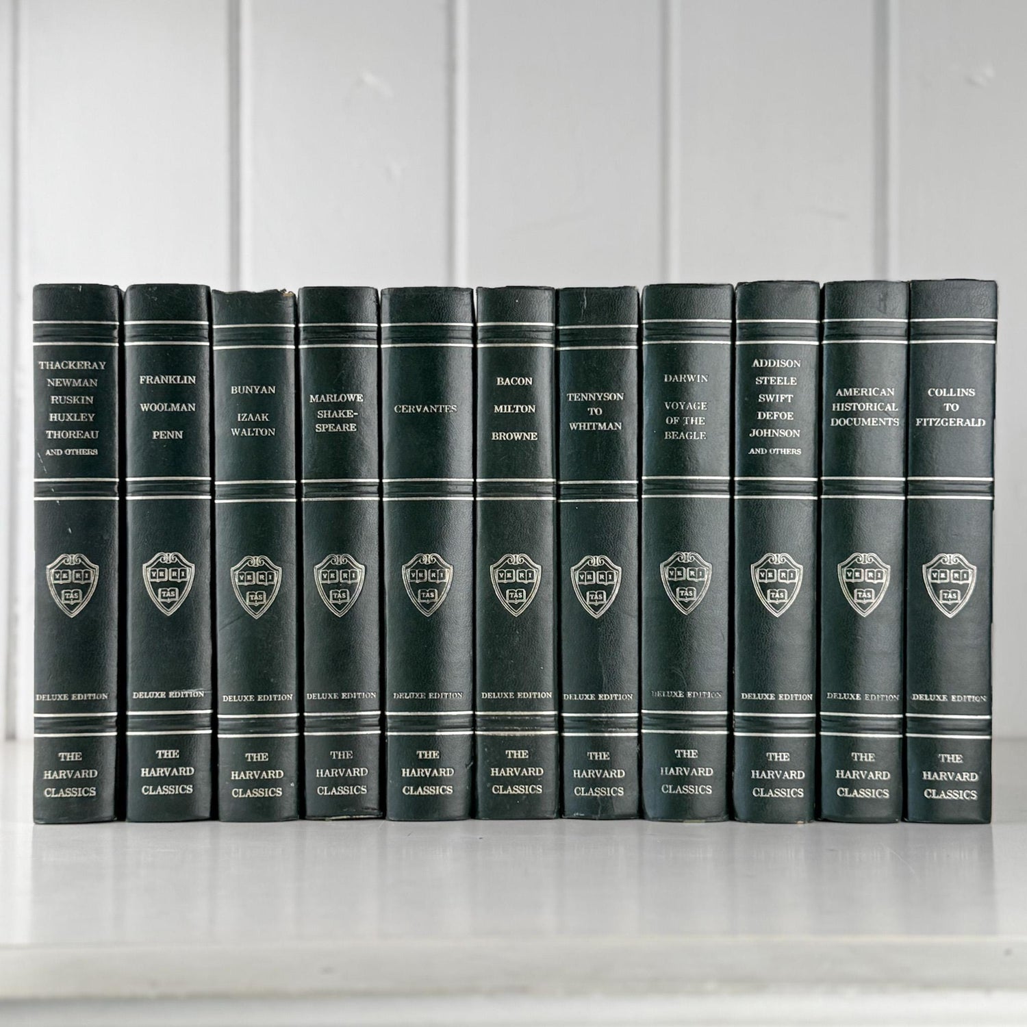 The Harvard Classics Green and Silver Vintage Decorative Books For Home Decor - Pretty Old Books