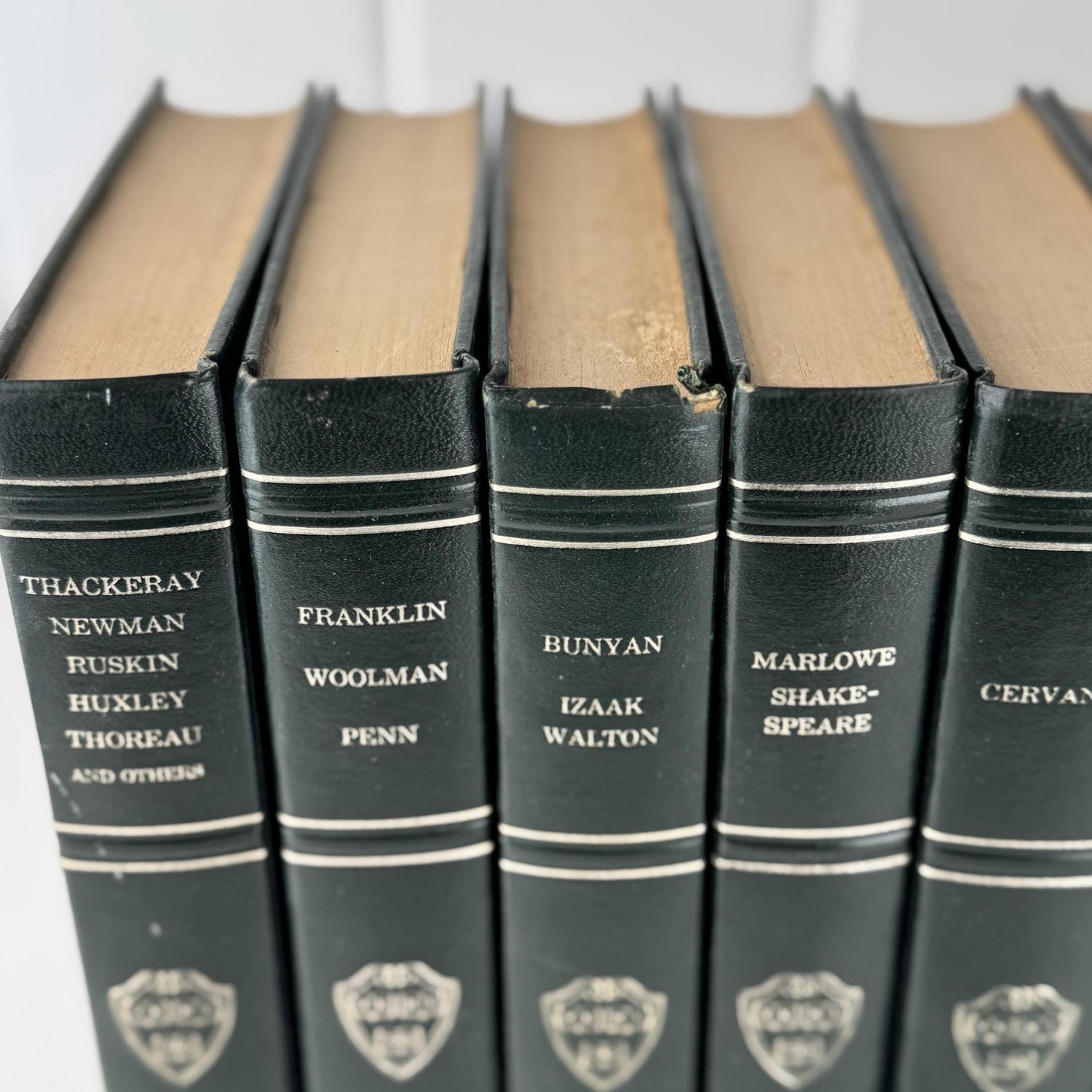 The Harvard Classics Green and Silver Vintage Decorative Books For Home Decor - Pretty Old Books