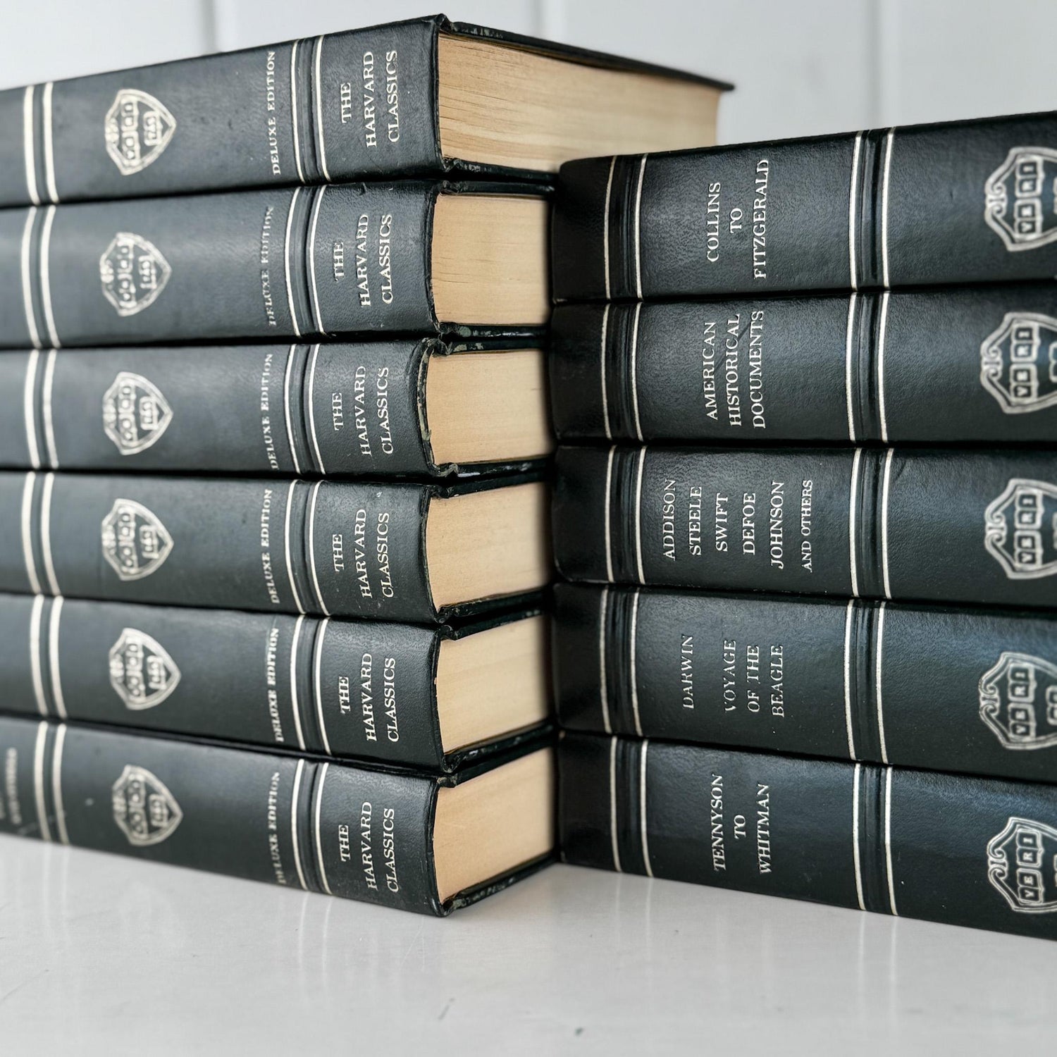 The Harvard Classics Green and Silver Vintage Decorative Books For Home Decor - Pretty Old Books