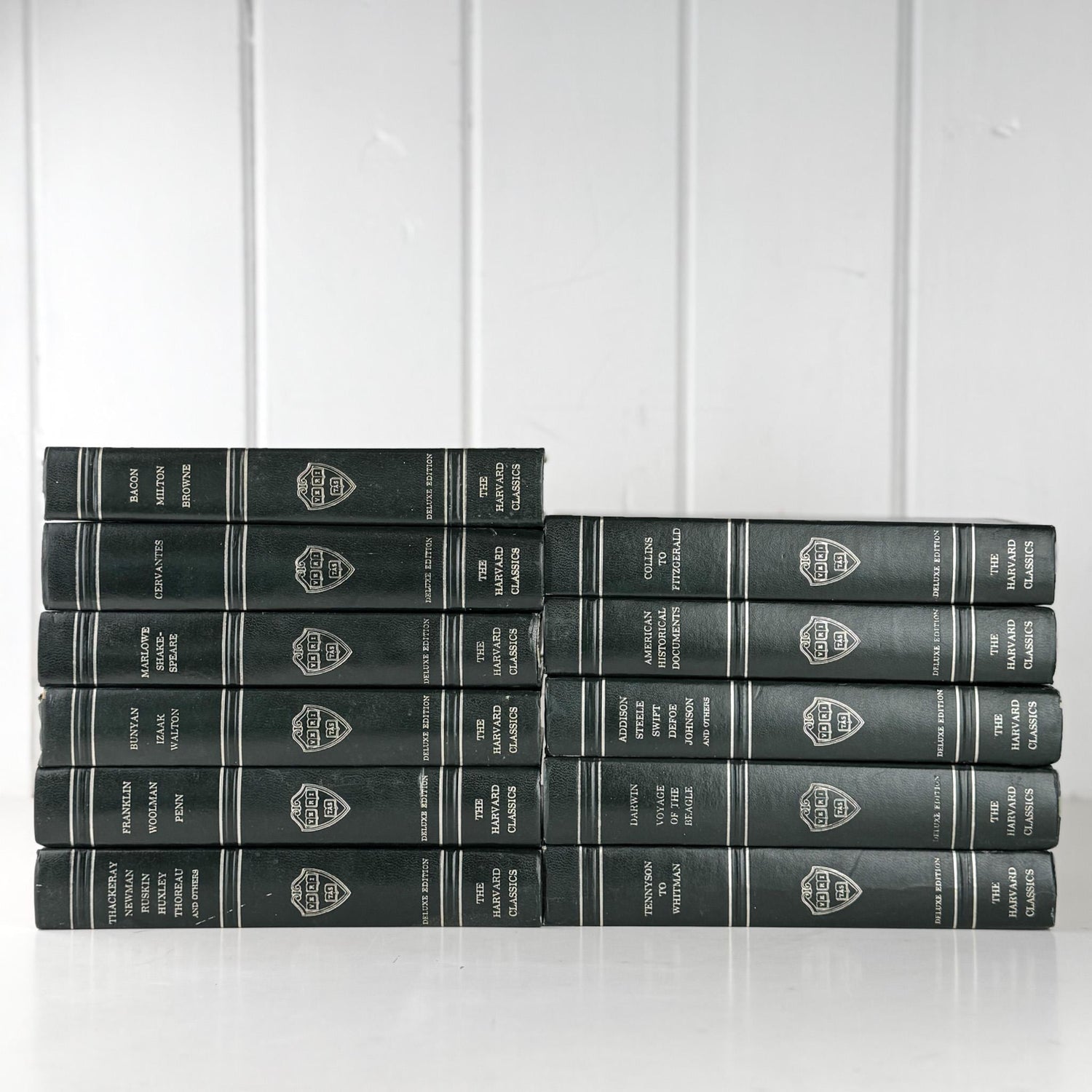 The Harvard Classics Green and Silver Vintage Decorative Books For Home Decor - Pretty Old Books