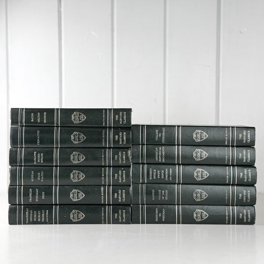 The Harvard Classics Green and Silver Vintage Decorative Books For Home Decor - Pretty Old Books