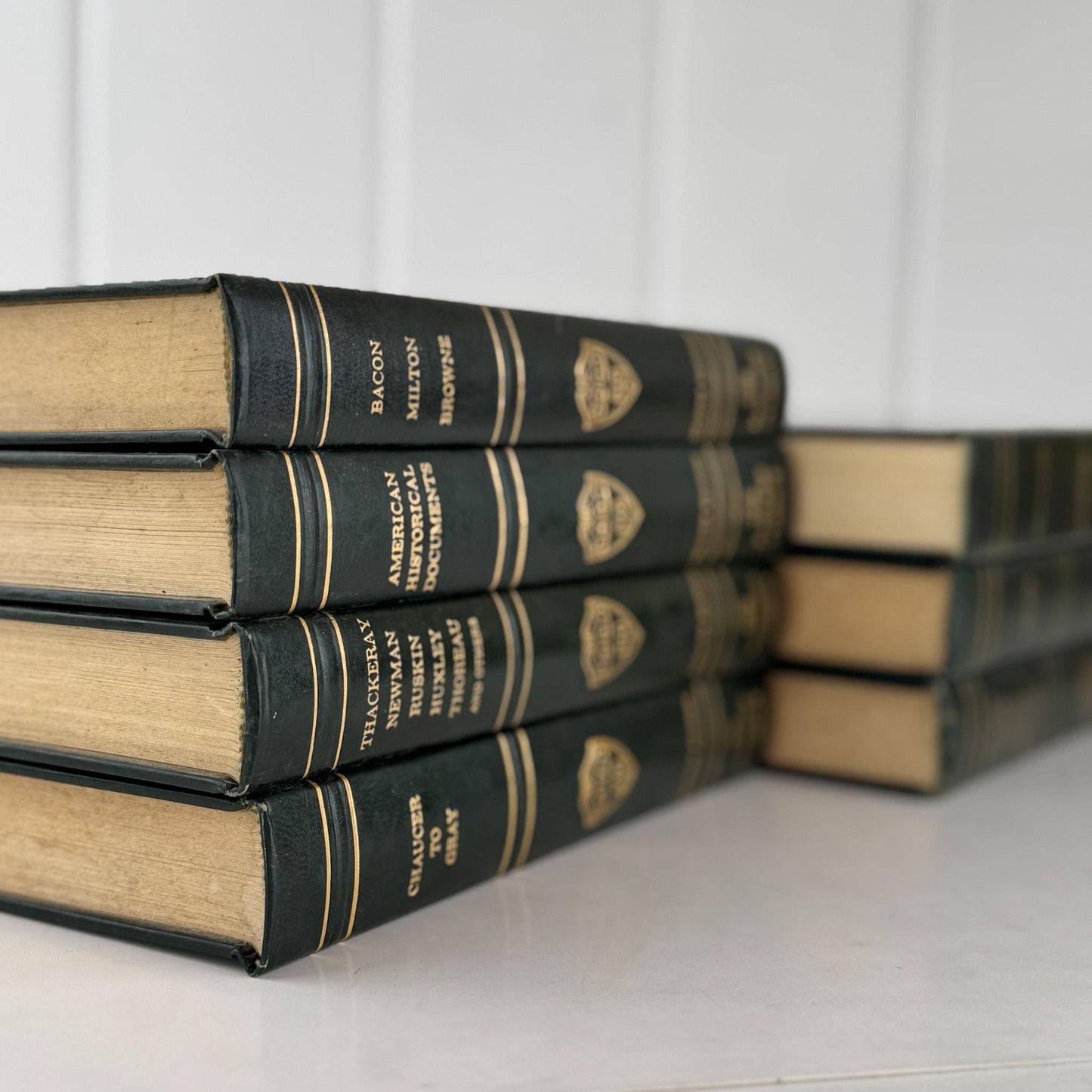 The Harvard Classics Green Vintage Books For Shelf Styling and Decor - Pretty Old Books
