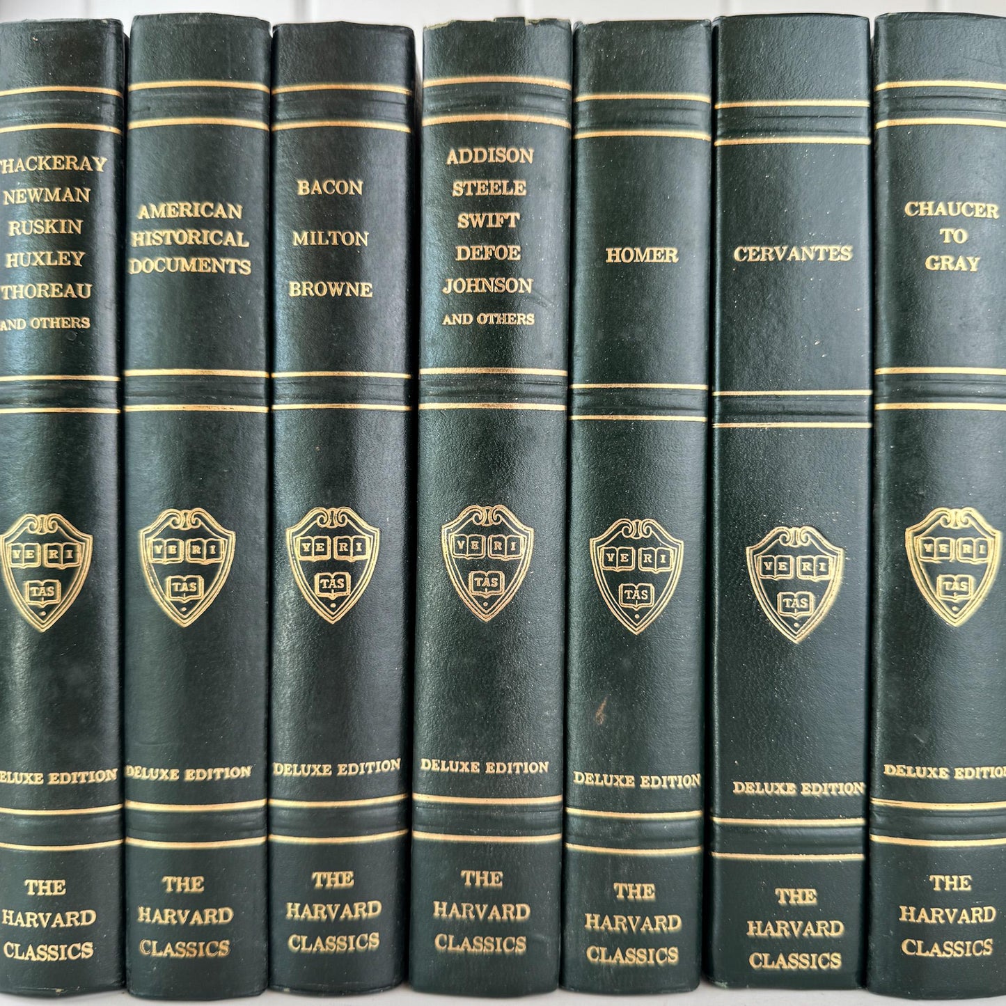 The Harvard Classics Green Vintage Books For Shelf Styling and Decor - Pretty Old Books