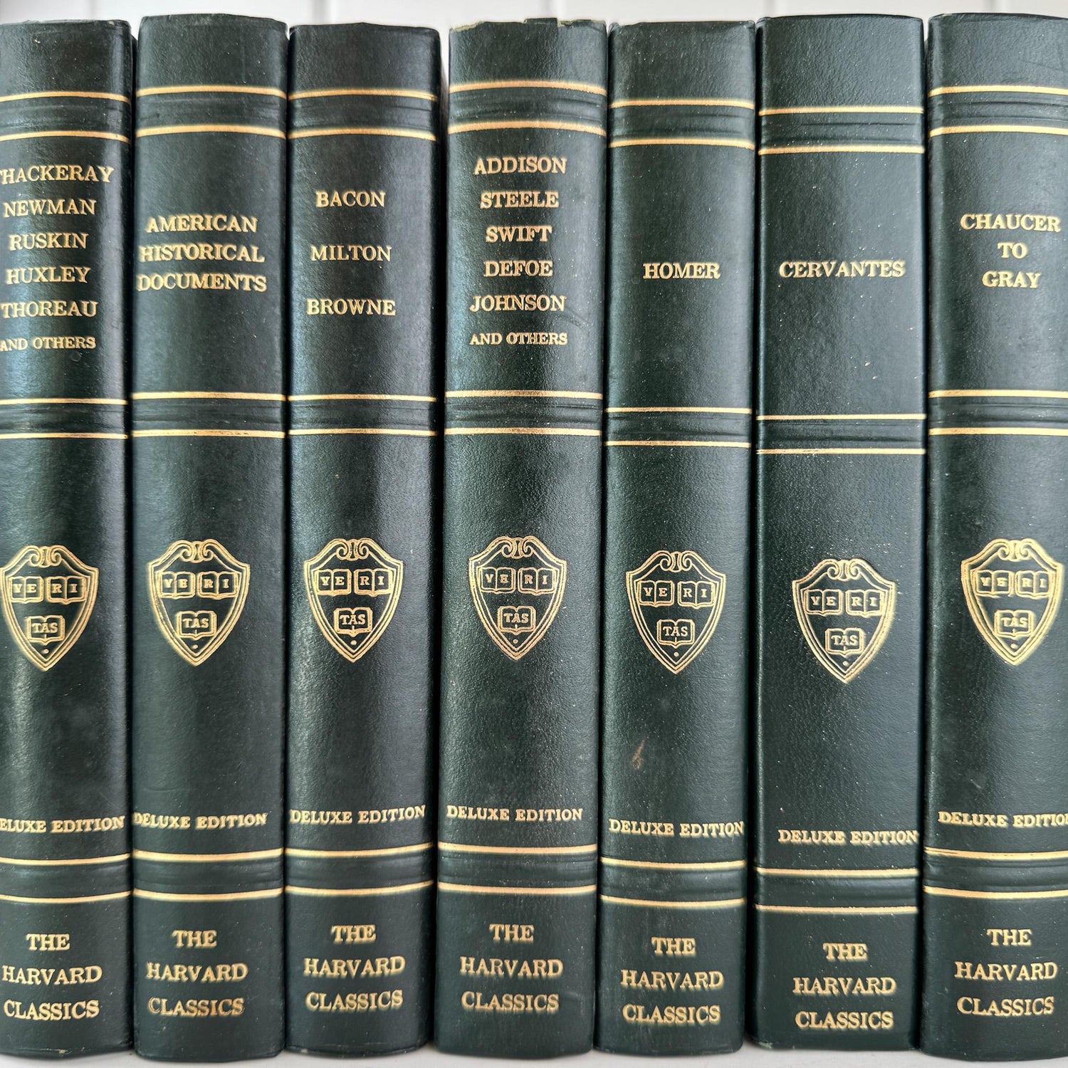 The Harvard Classics Green Vintage Books For Shelf Styling and Decor - Pretty Old Books