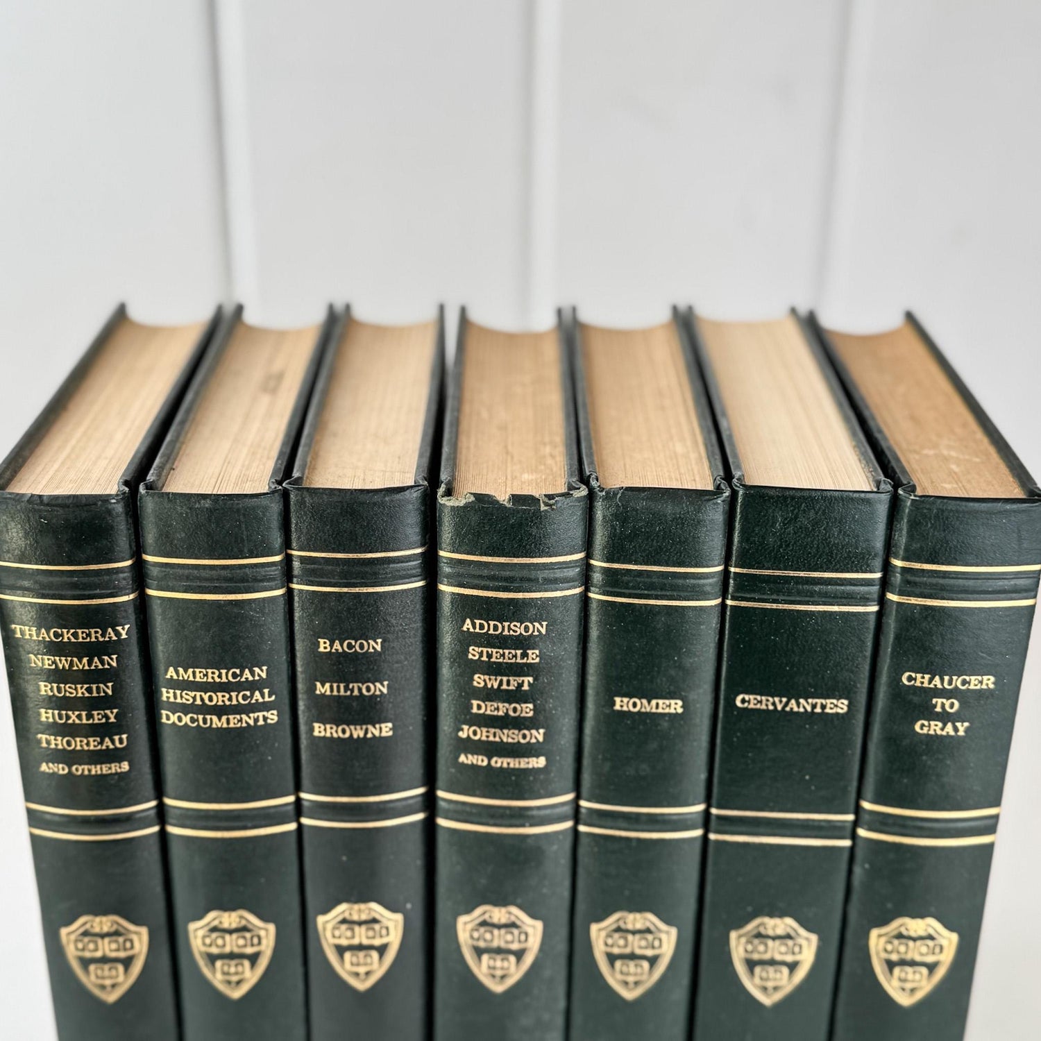 The Harvard Classics Green Vintage Books For Shelf Styling and Decor - Pretty Old Books
