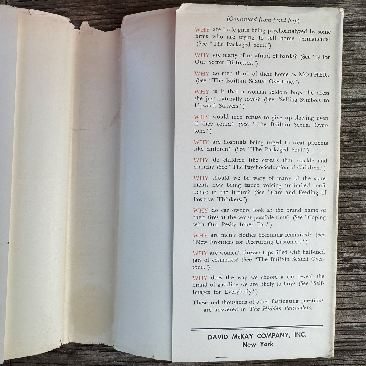 The Hidden Persuaders, Vance Packard, 1957, 5th Printing Hardcover - Pretty Old Books