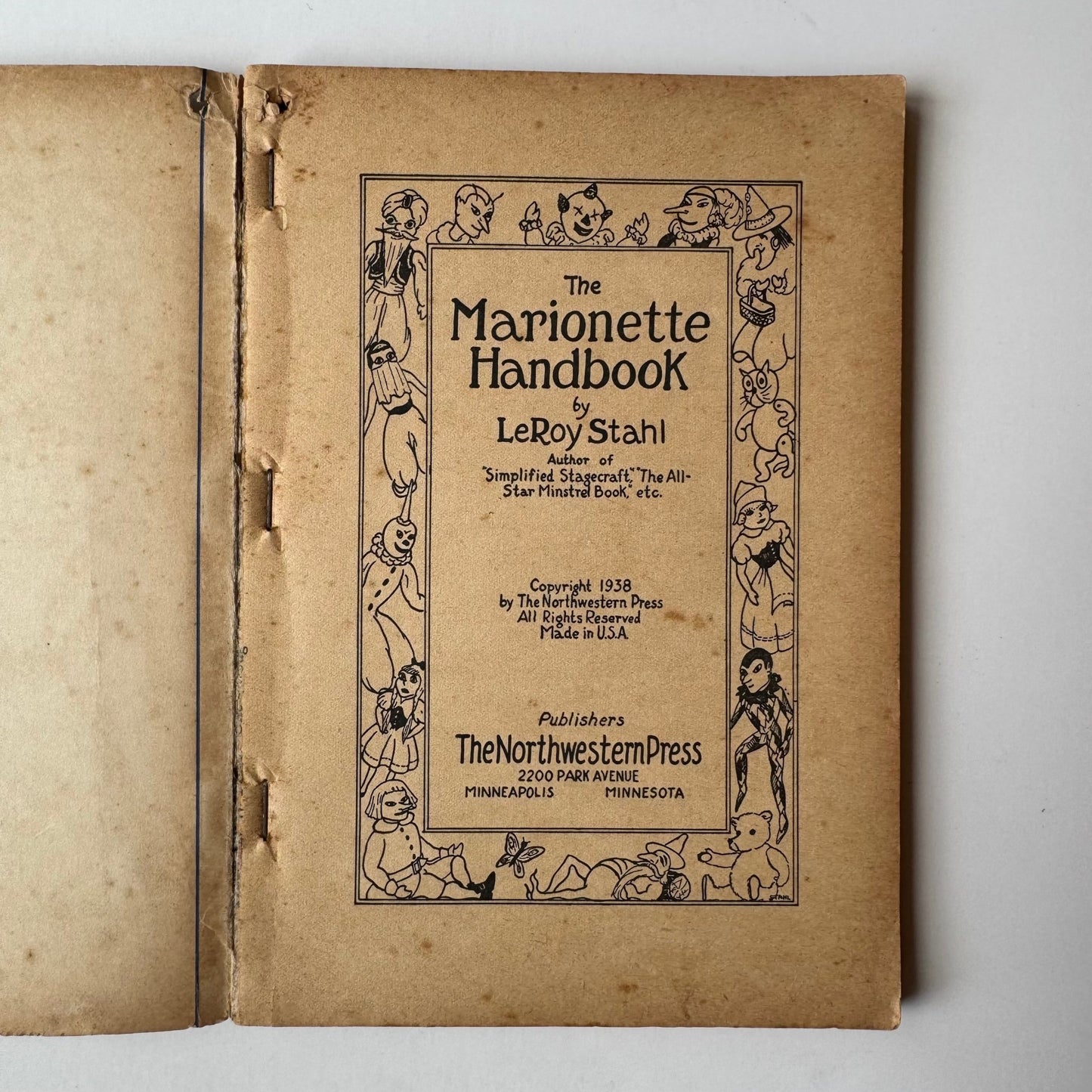 The Marionette Book, LeRoy Stahl, 1938 Illustrated Guide - Pretty Old Books