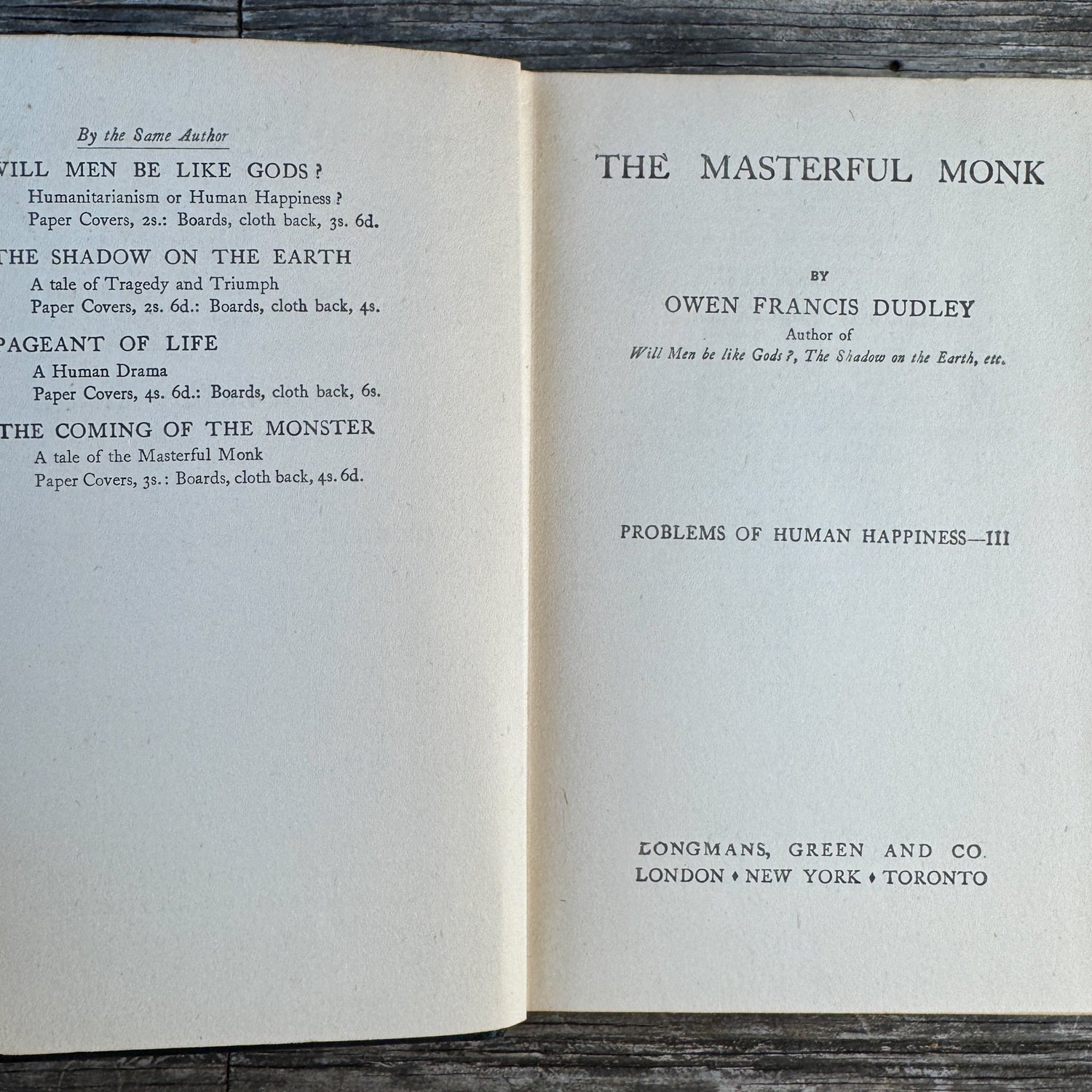 The Masterful Monk, Owen Francis Dudley, 1929 - Pretty Old Books
