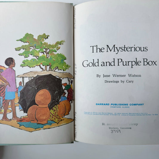 The Mysterious Gold and Purple Box, Mystery Picture Book, 1972, Jane Werner Watson - Pretty Old Books