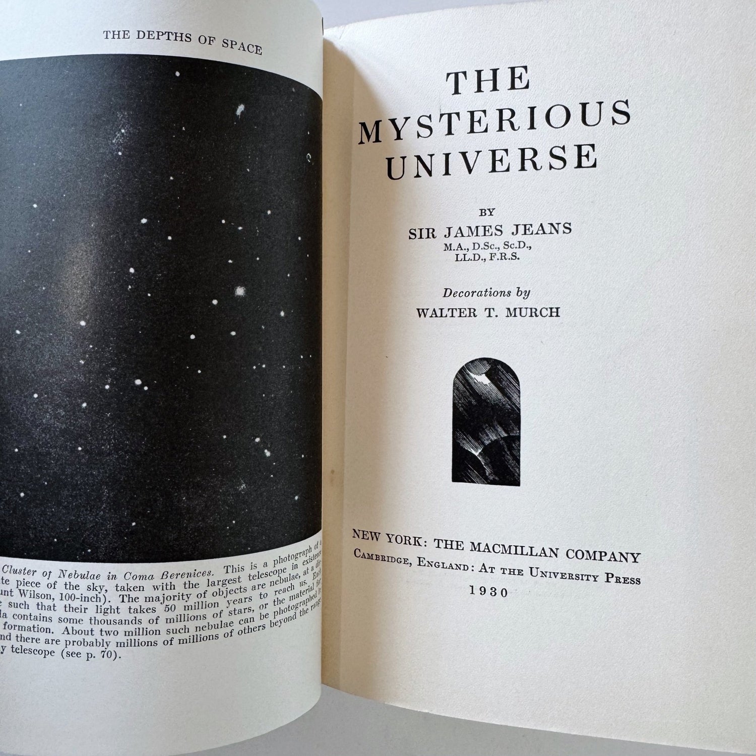 The Mysterious Universe, Sir James Jeans, 1930 Hardcover Physics Book - Pretty Old Books