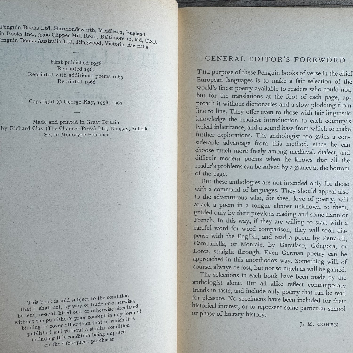 The Penguin Book of Italian Verse, 1966 - Pretty Old Books